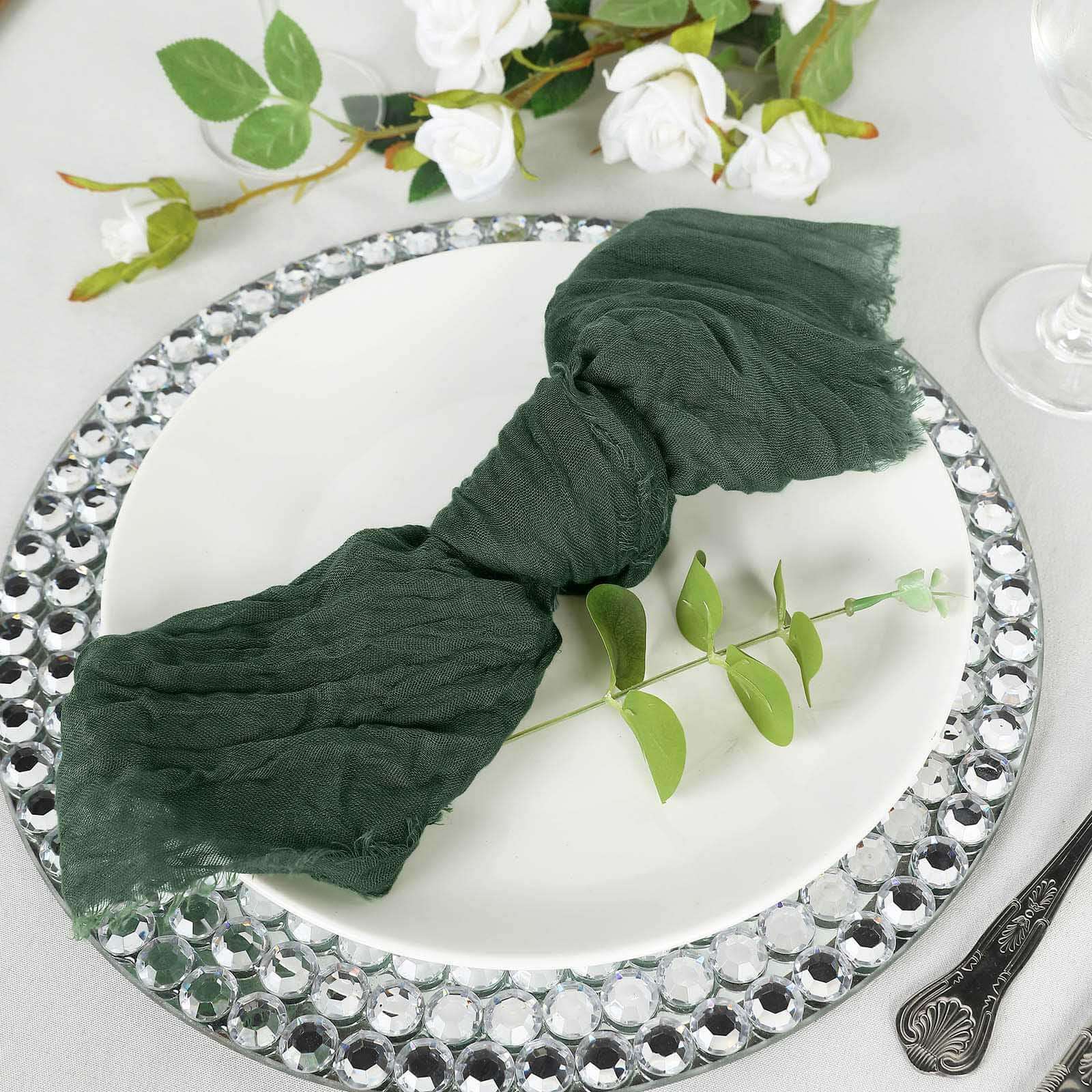 5 Pack Gauze Cheesecloth 24"x19" Napkins Olive Green Reusable Dinner Napkins