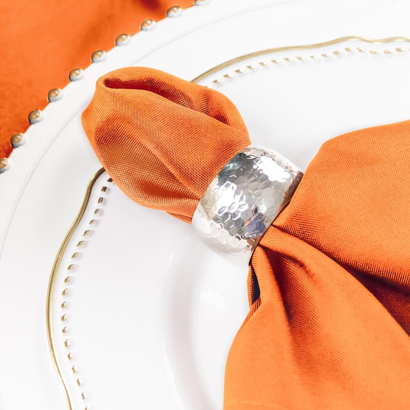 5 Pack Polyester 17"x17" Napkins Orange - Durable & Wrinkle Resistant Dinner Napkins