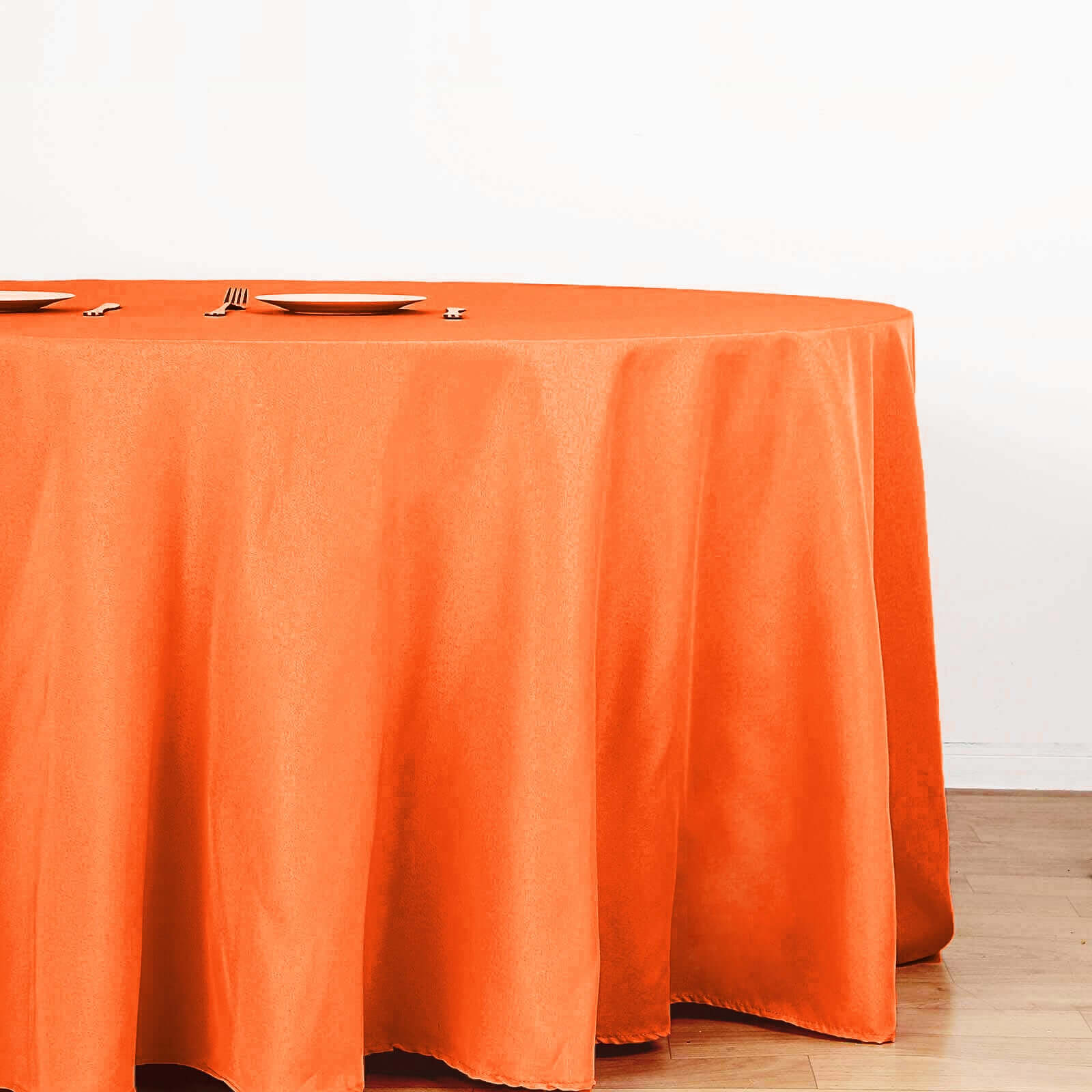 Polyester 132" Round Tablecloth Orange - Seamless Chic Table Cover