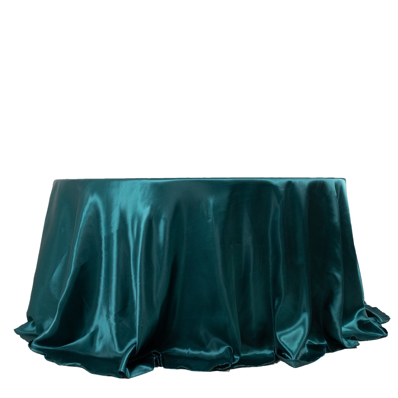 Satin 132" Round Tablecloth Peacock Teal - Stylish Seamless Table Cover