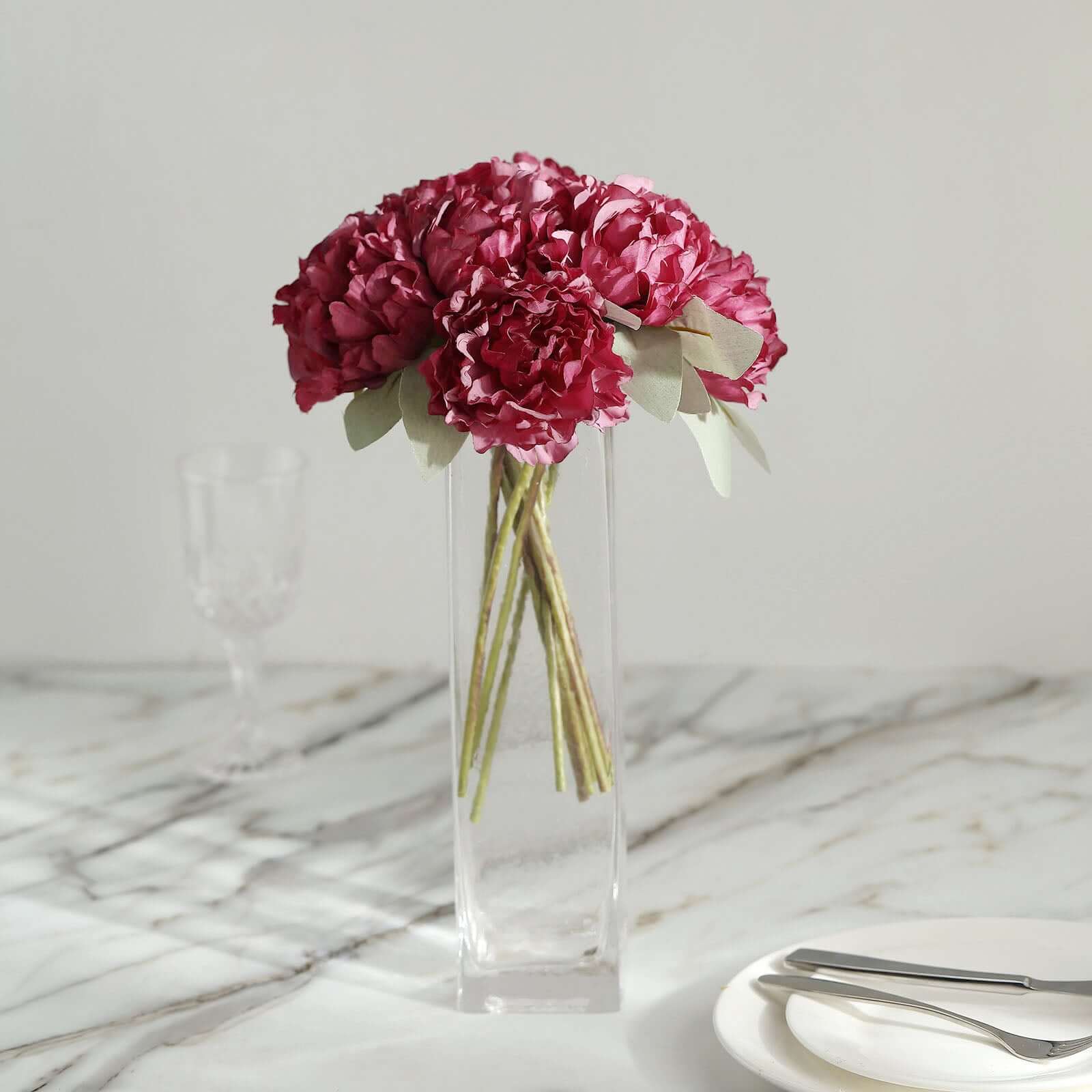 11" Mulberry Real Touch Artificial Silk Peonies Flower Bouquet