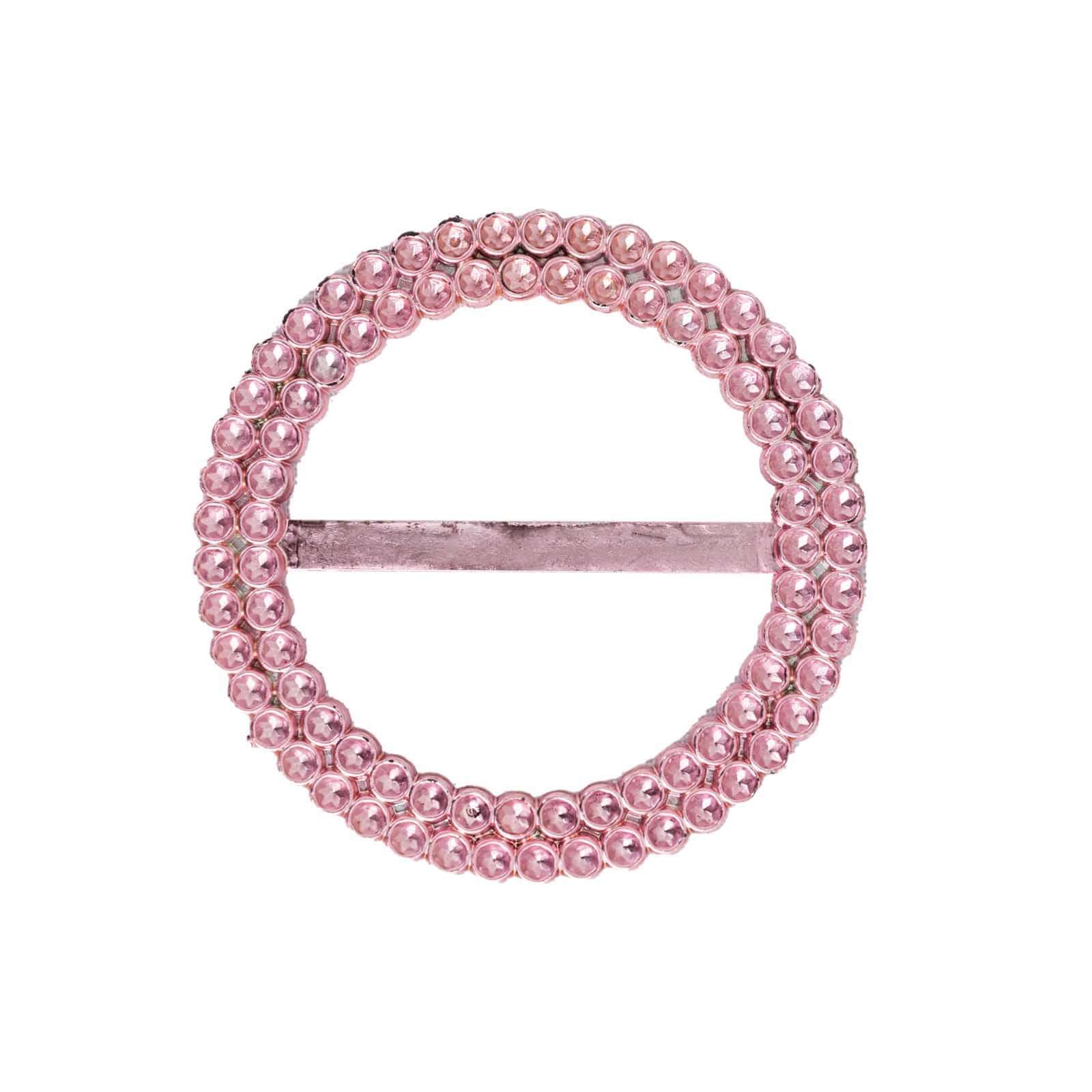 20 Pack Diamond Round Chair Sash Band Buckle Pins Pink - Timeless Rhinestone Napkin Rings 2.5"