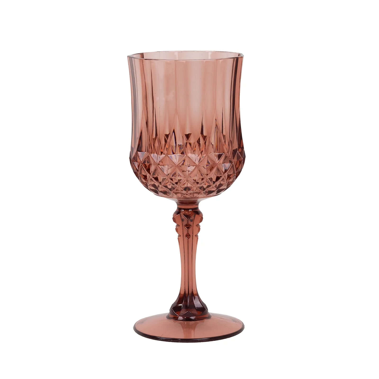 6-Pack Plastic Cocktail Goblets Dusty Rose Transparent Crystal Cut - Shatterproof Drinkware 8oz
