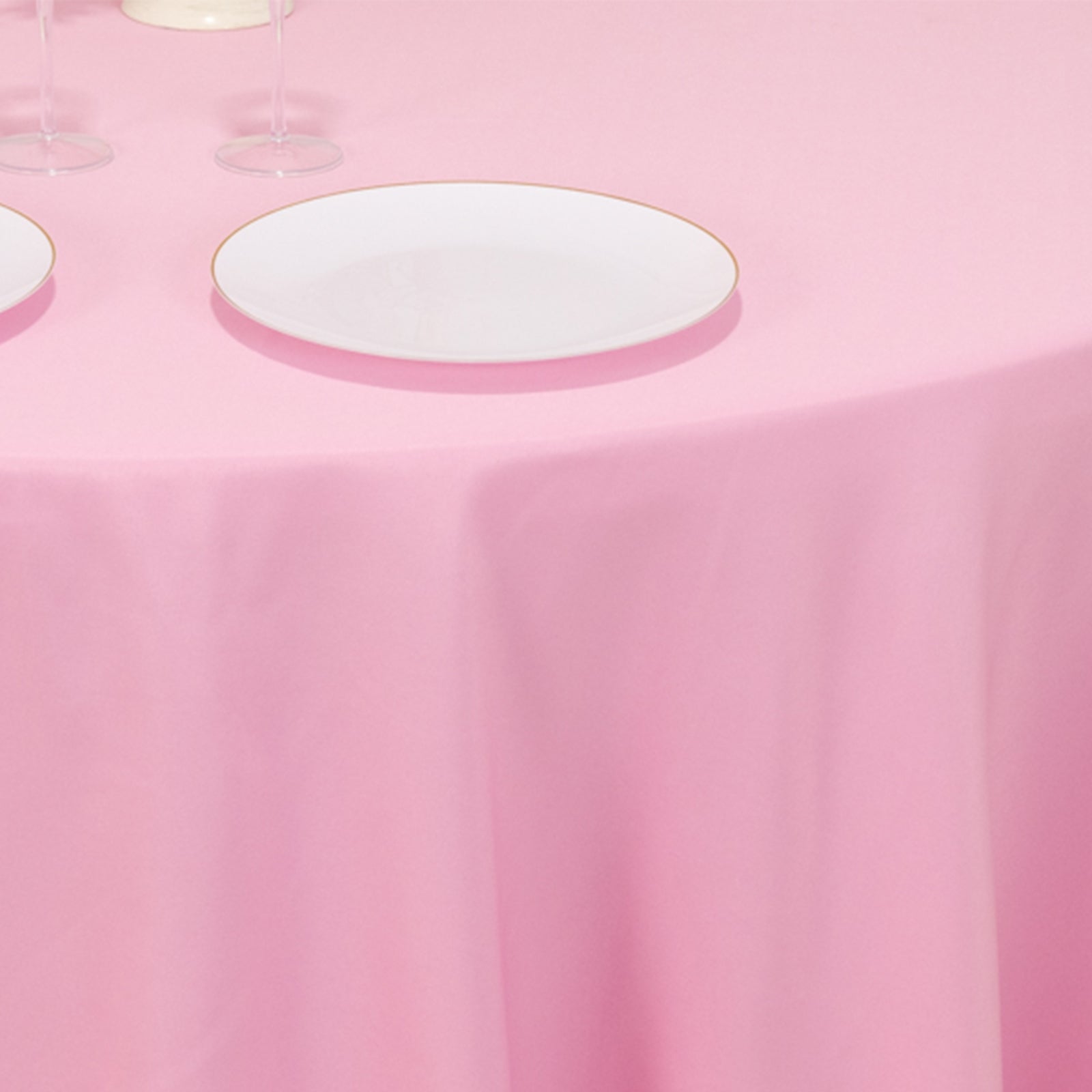 Premium Polyester 120" Round Tablecloth Pink - Seamless 220GSM Wrinkle-Resistant Table Cover