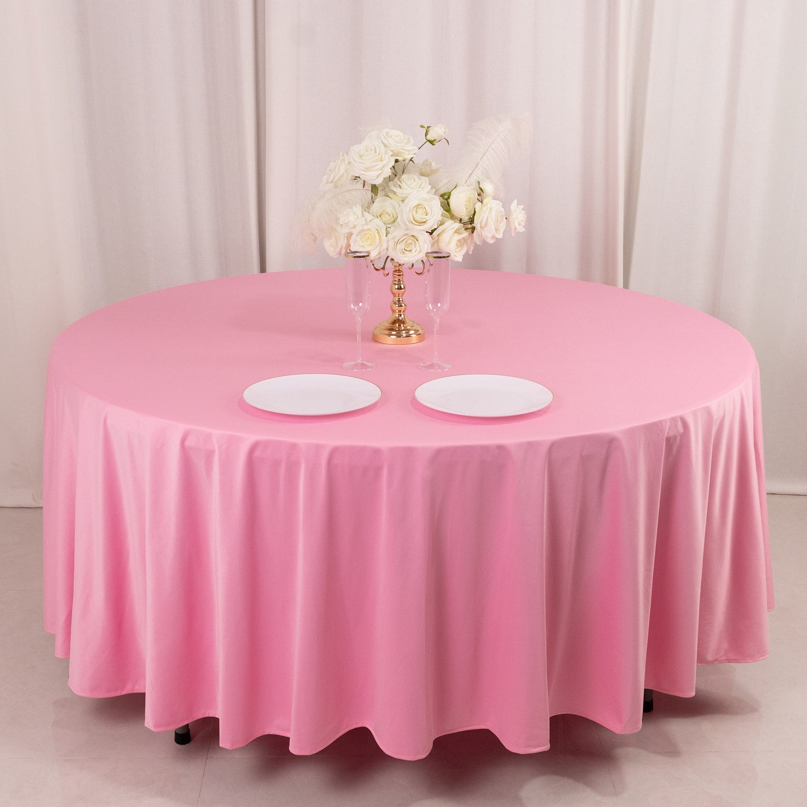 Scuba Round 108" Tablecloth Pink - Wrinkle Free & Stain Resistant Table Cover