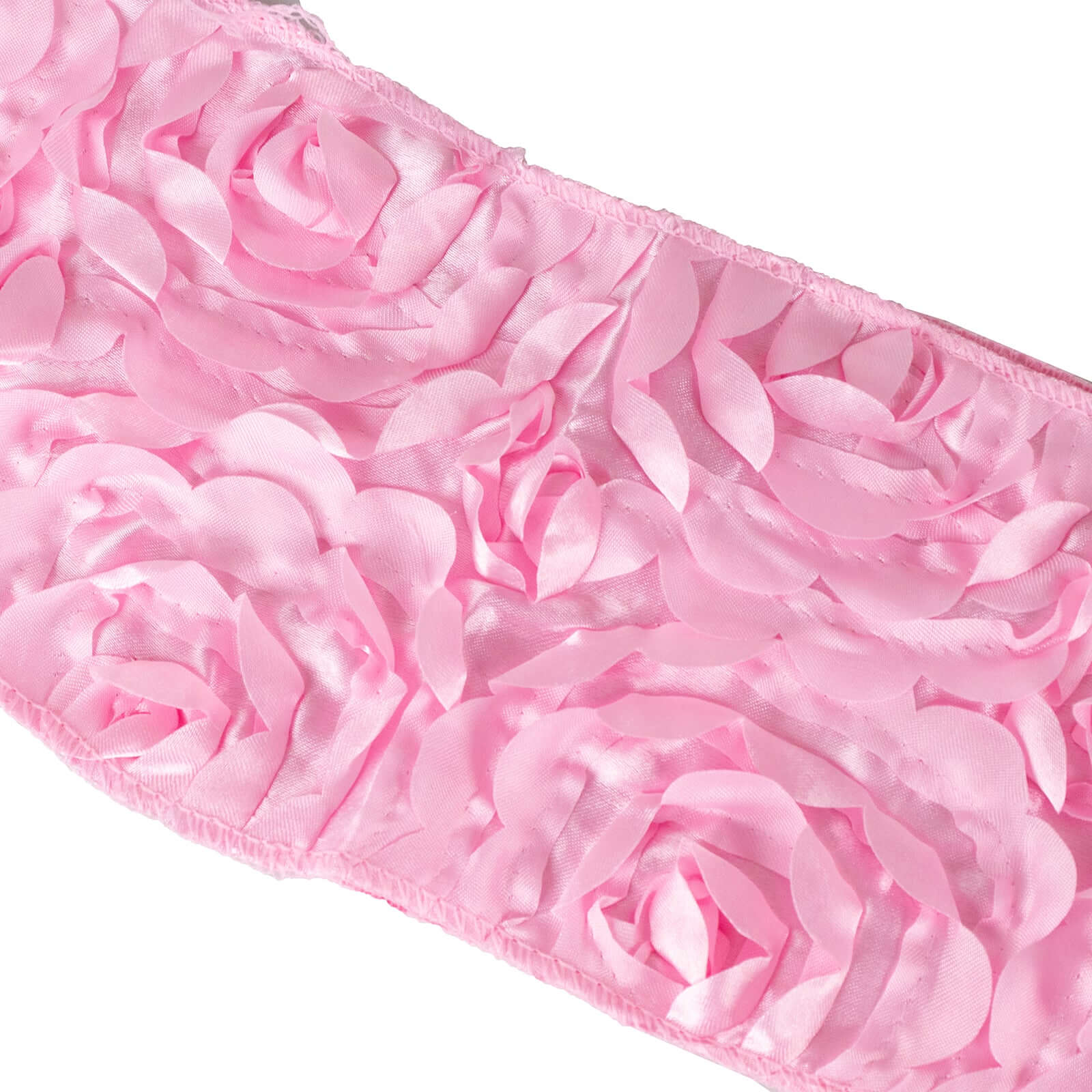 5 Pack Satin Spandex Chair Sashes Pink - Rosette Design Stretch Chair Bands 6"x14"