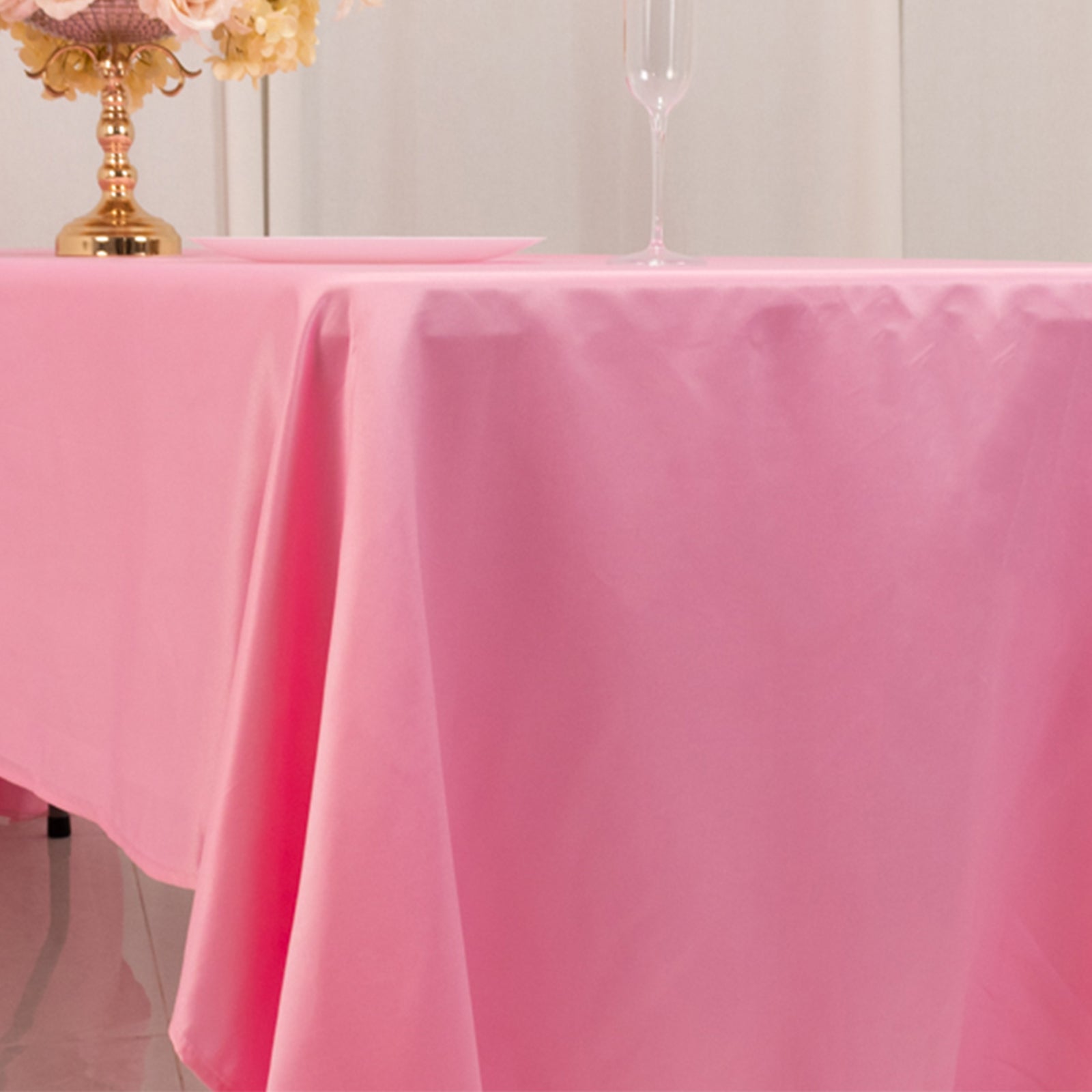 Lamour Satin 60"x126" Rectangle Tablecloth Pink - Soft & Silk-Like Table Cover