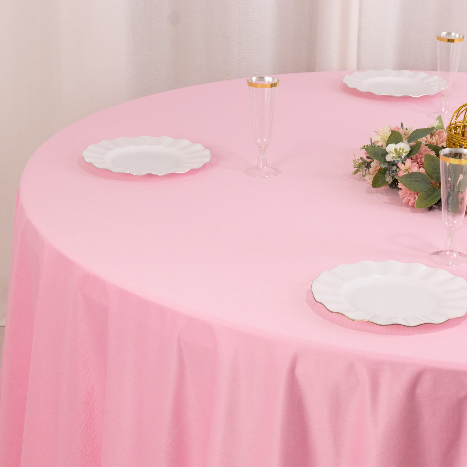 Scuba Round 120" Tablecloth Pink - Wrinkle Free & Stain Resistant Seamless Table Cover
