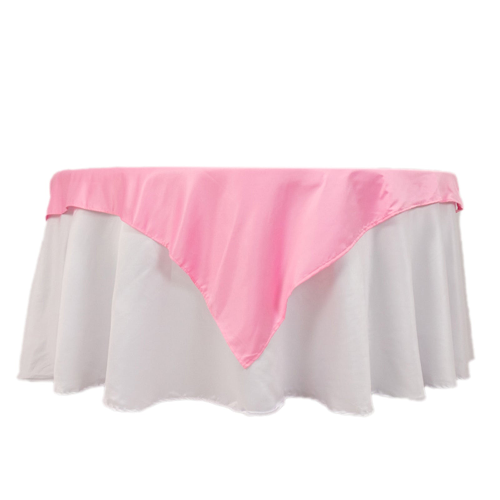 Lamour Satin 54"x54" Table Overlay Square Tablecloth Pink - Durable & Silk-Like Table Cover
