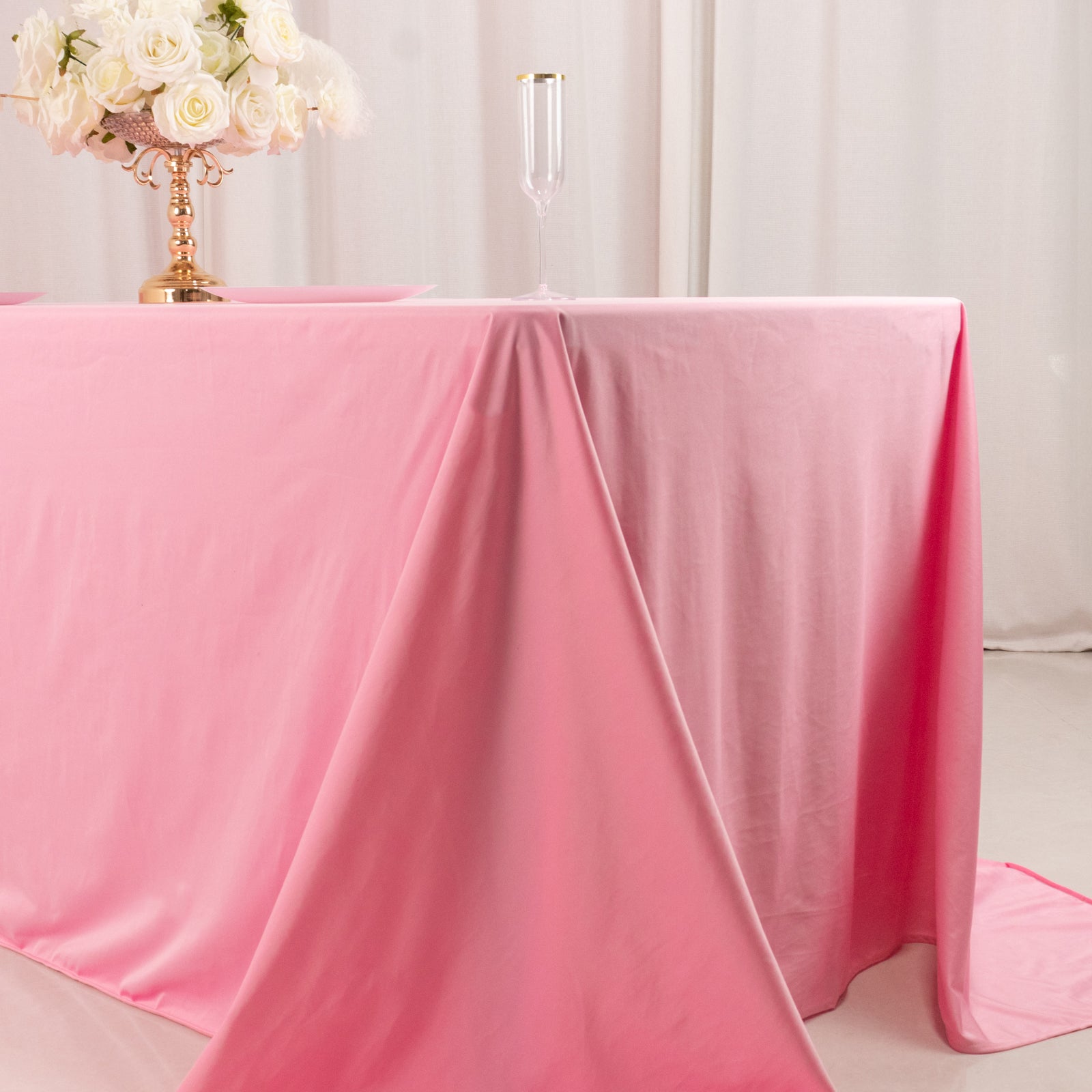 Scuba Rectangular 90"x132" Tablecloth Pink - Wrinkle Free, Stain Resistant & Seamless Table Cover