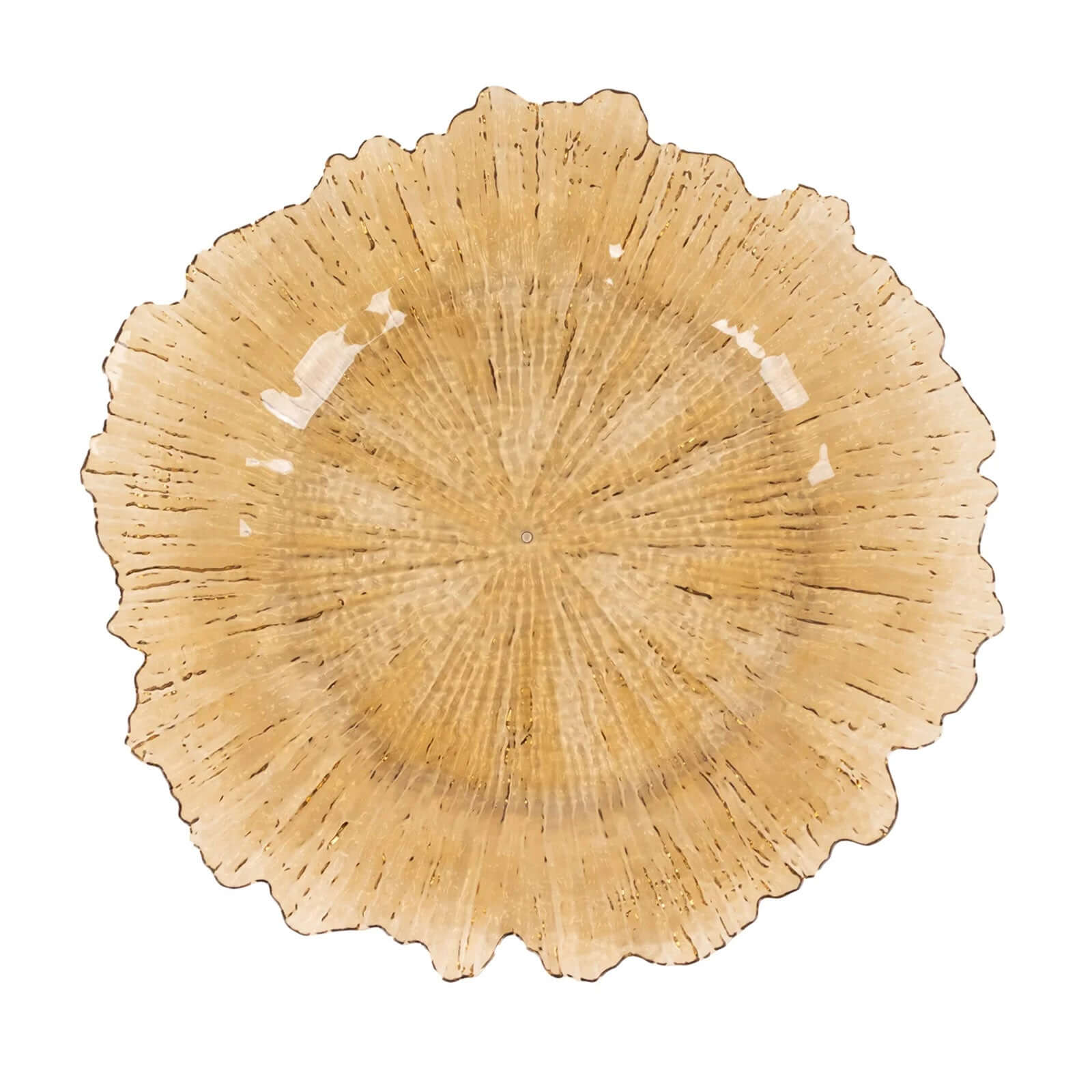 6-Pack Acrylic Plastic Round Charger Plates 13" in Amber Gold with Reef Design, Dinner Charger Tableware
