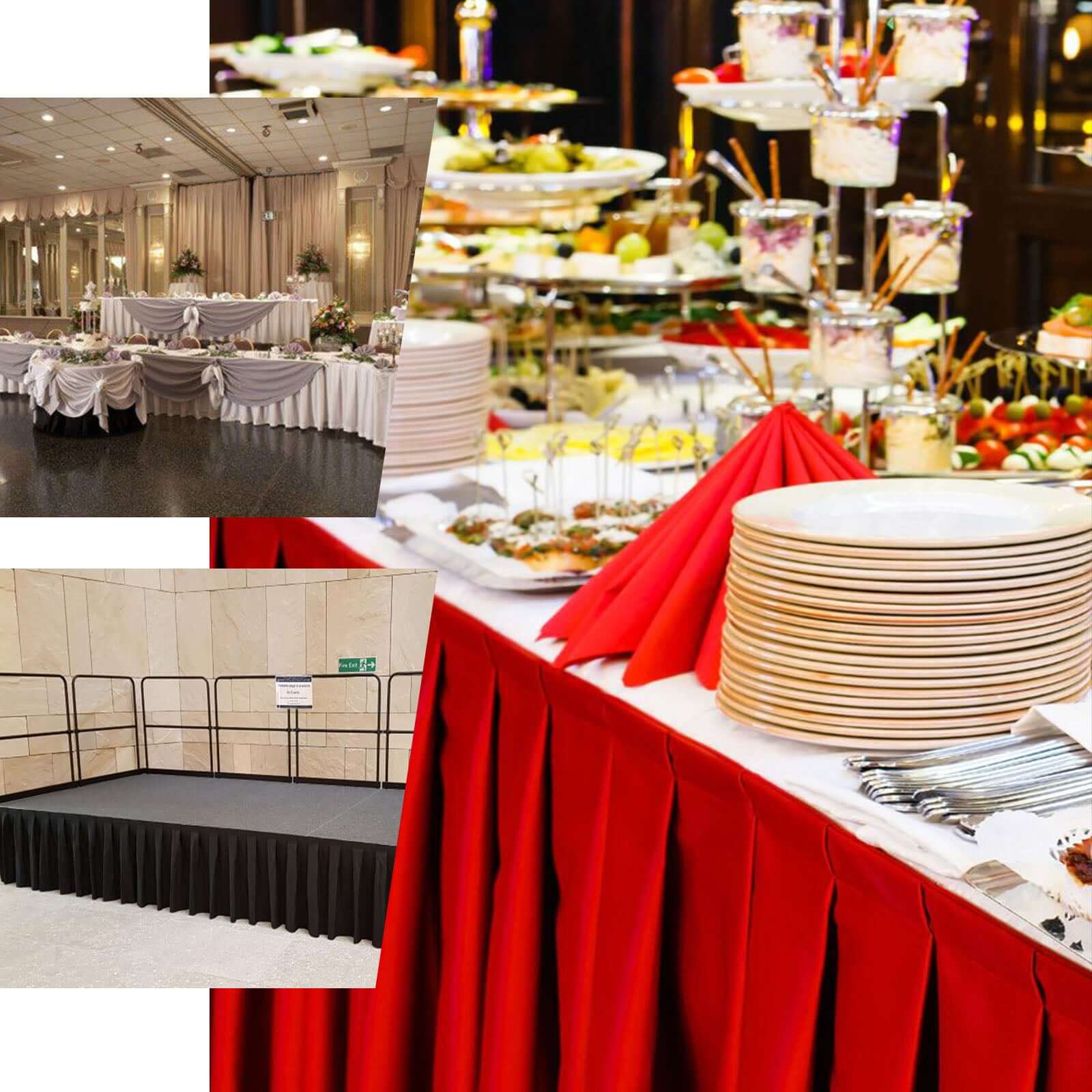 Polyester 14ft Table Skirt Black - Classic Pleated Design