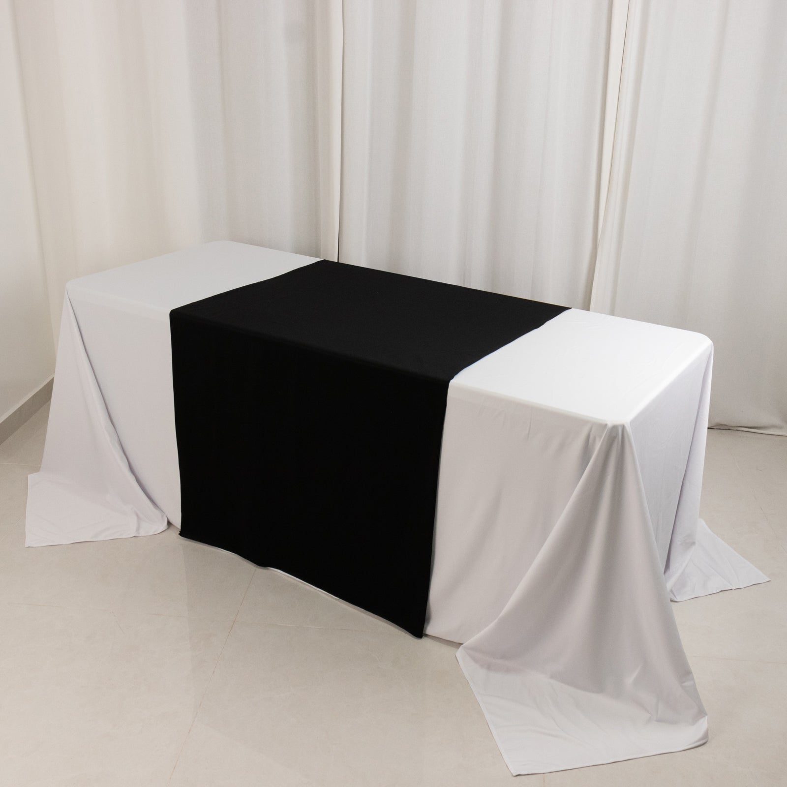 Wide Polyester 36"x72" Table Runner Black - Durable Trade Show Table Linen