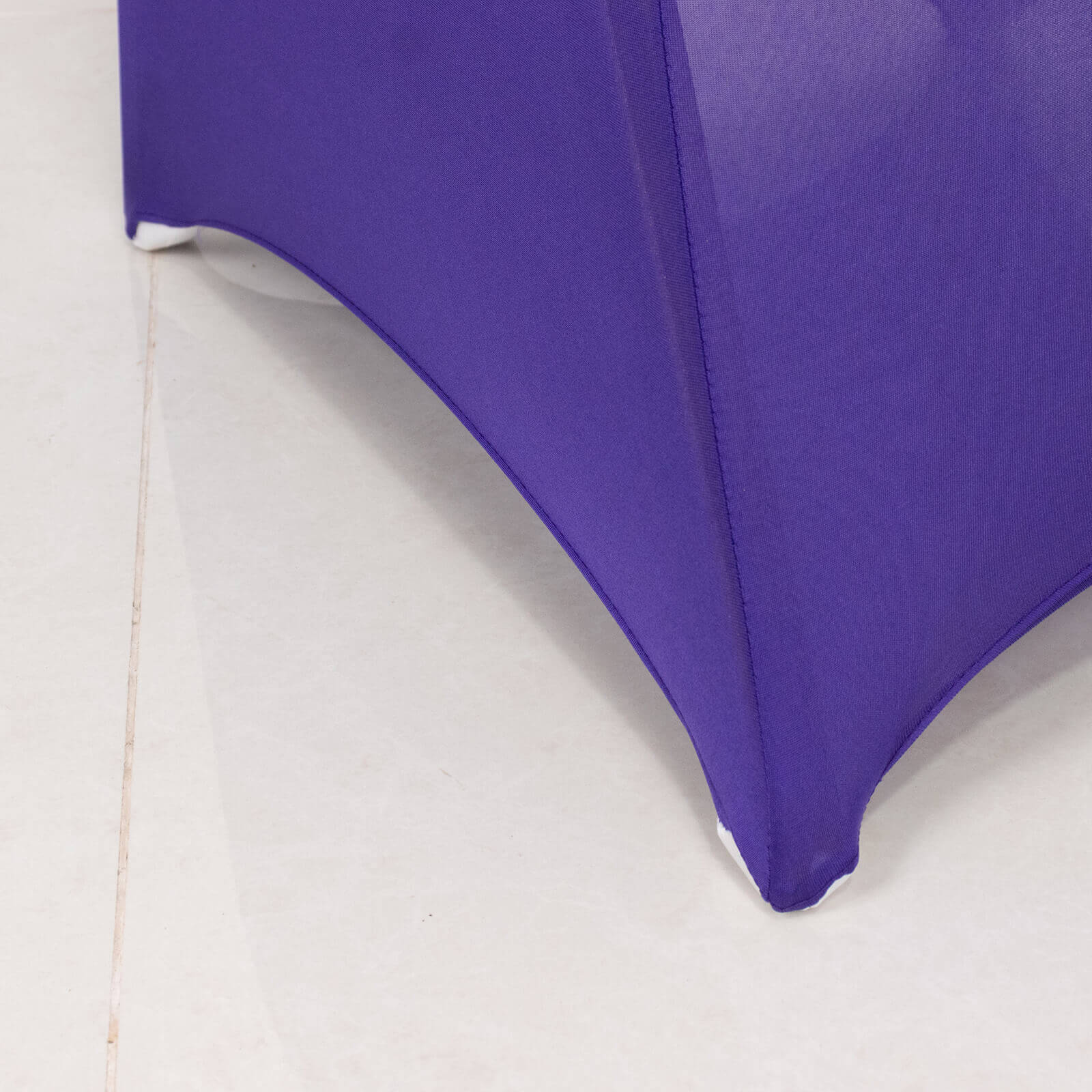 Spandex Chair Cover with Silver Rhinestone Buckled Sash Band Purple - Stretch Fitted Slipcover