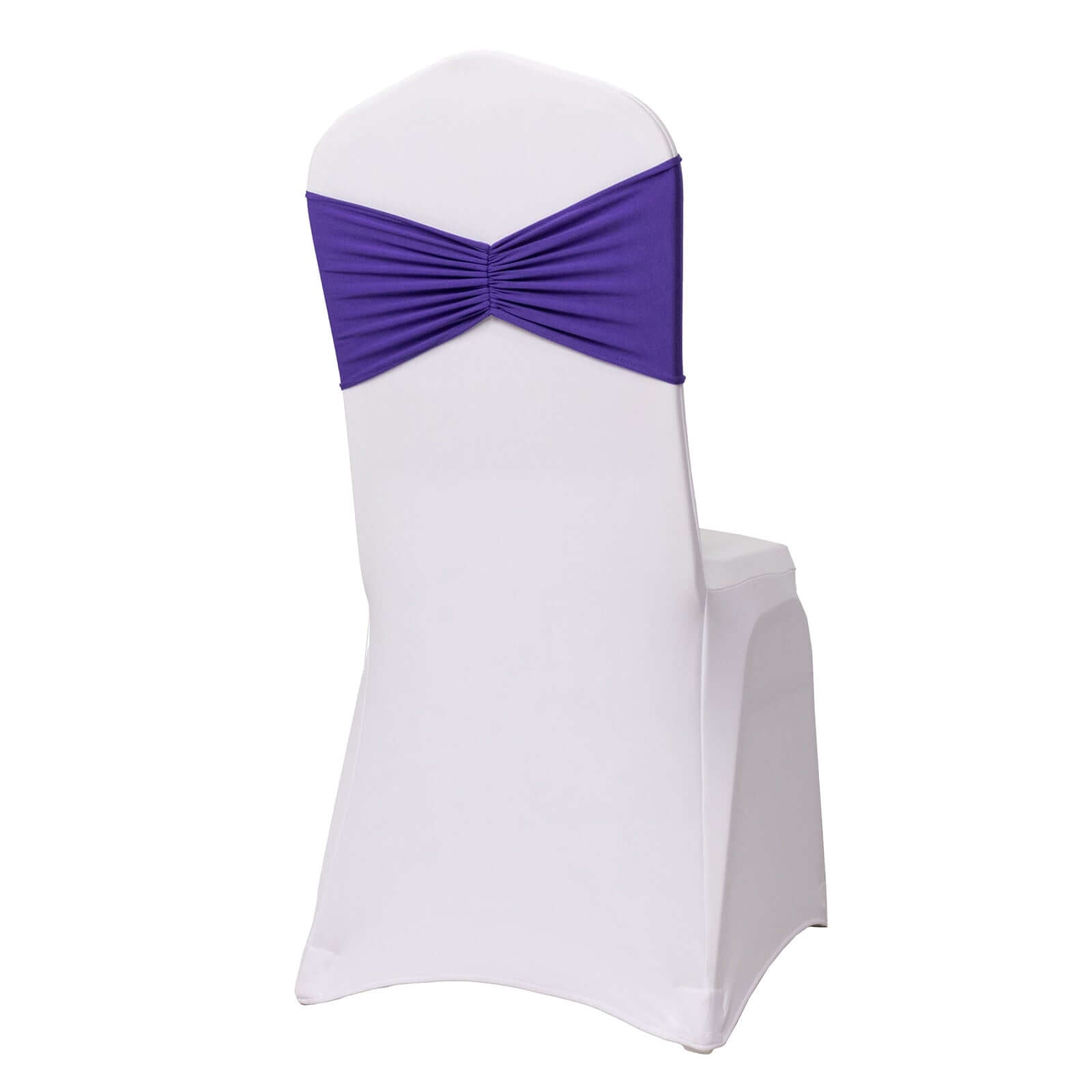 5 Pack Spandex Chair Sashes Purple Ruffled Style - Wide Easy to Use Stretch Chair Bands 8"x13"