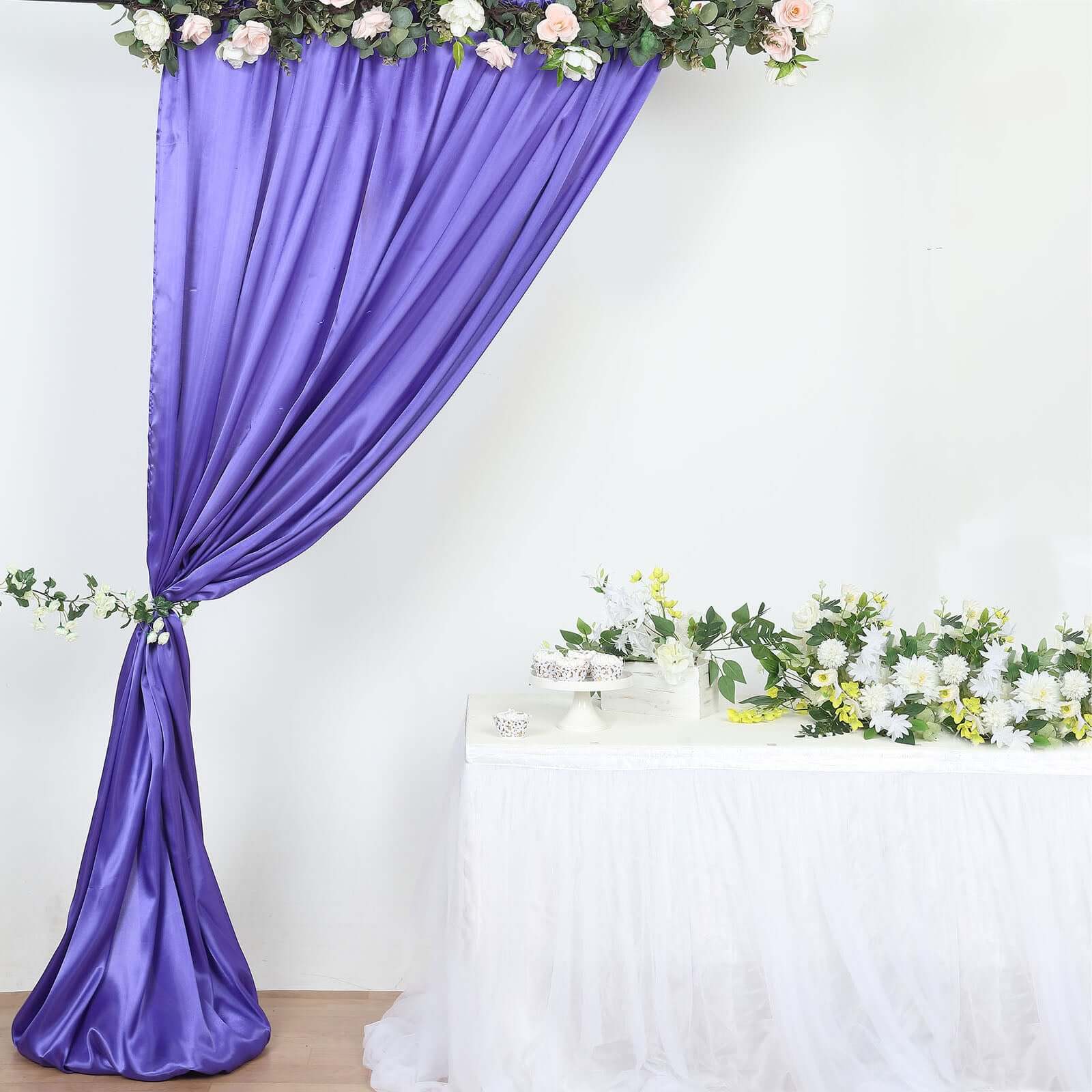 8ftx10ft Purple Satin Event Curtain Drapes, Backdrop Event Panel