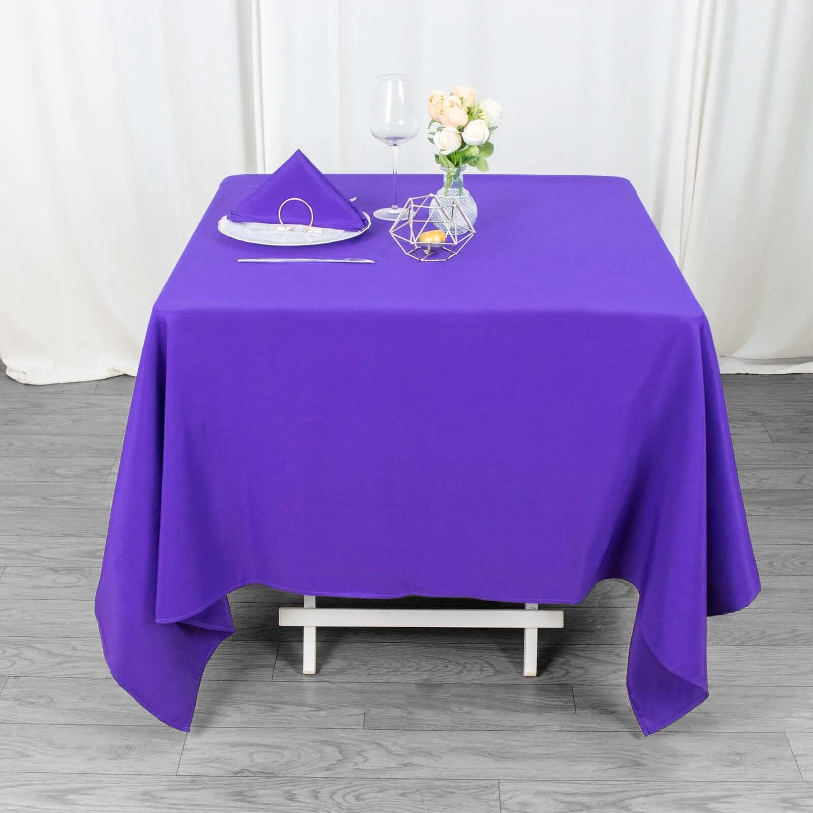 Premium Polyester Square Tablecloth 70"x70" Purple 220GSM Wrinkle-Resistant Table Cover