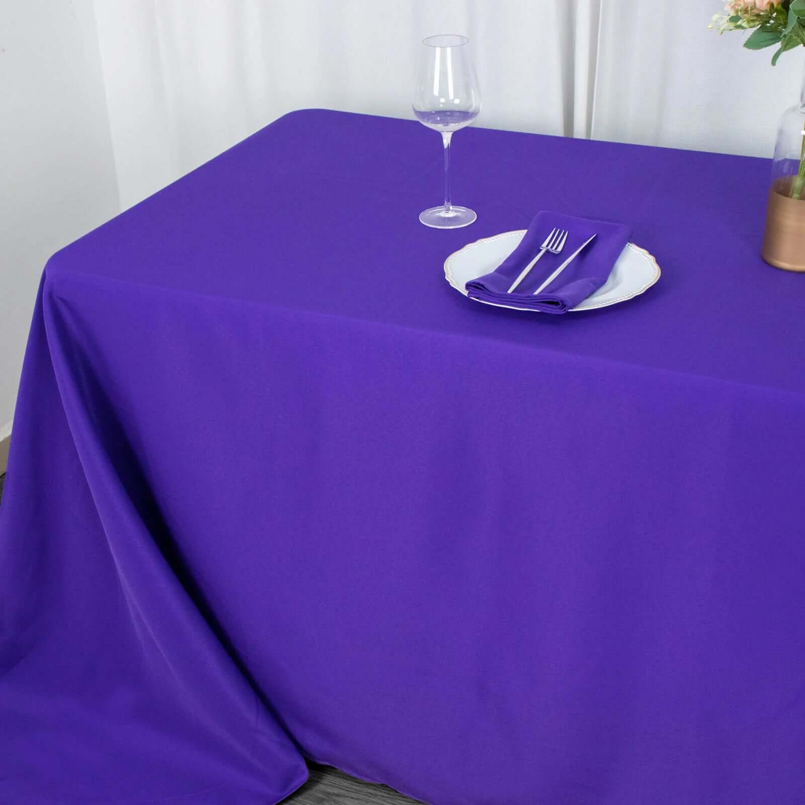 Premium Polyester 90"x132" Rectangle Tablecloth Purple - Seamless 220GSM Stain-Resistant Table Cover