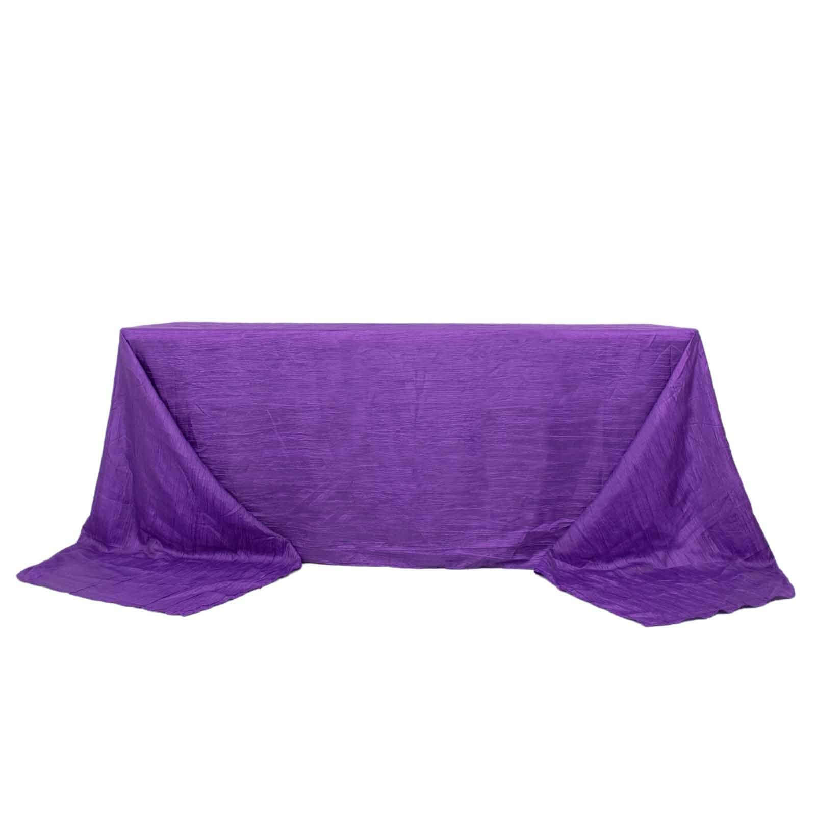 Taffeta 90"x156" Rectangle Tablecloth Purple - Accordion Crinkle Seamless Table Cover
