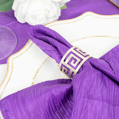 5 Pack Taffeta 20"x20" Napkins Purple - Accordion Crinkle Dinner Napkins