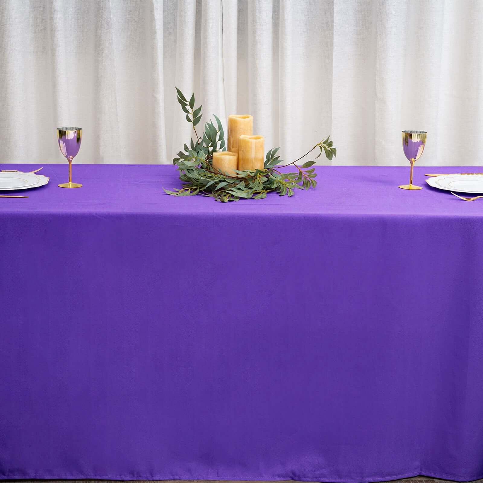 Polyester 90"x156" Rectangle Tablecloth Purple - Seamless Wrinkle-Resistant Table Cover