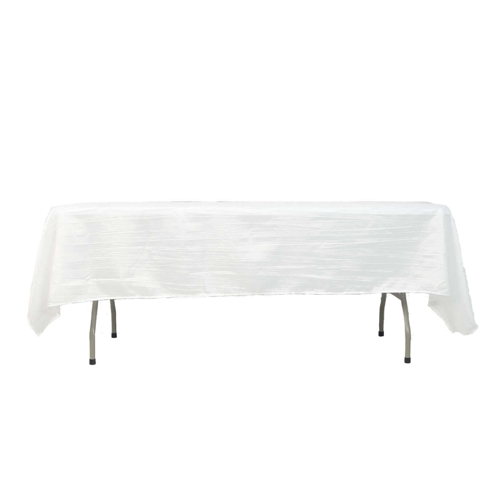 Taffeta 60"x102" Rectangle Tablecloth White - Accordion Crinkle Design for Modern Gatherings