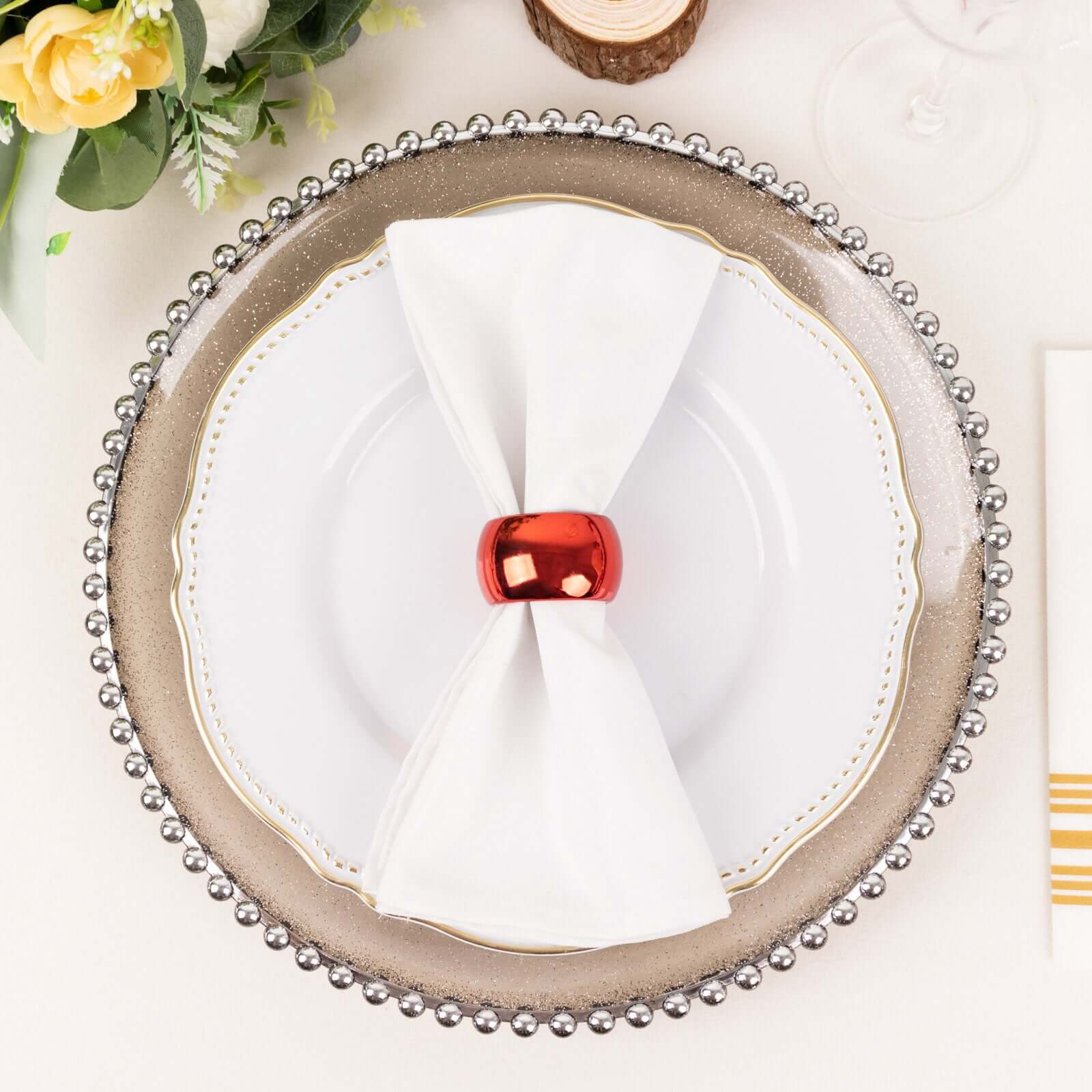 4 Pack Shiny Metallic Red Acrylic Napkin Rings