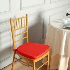 Chiavari Chair Cushion with 1.5" Thick Memory Foam and Ties Red - Stylish Removable Cover for Comfort