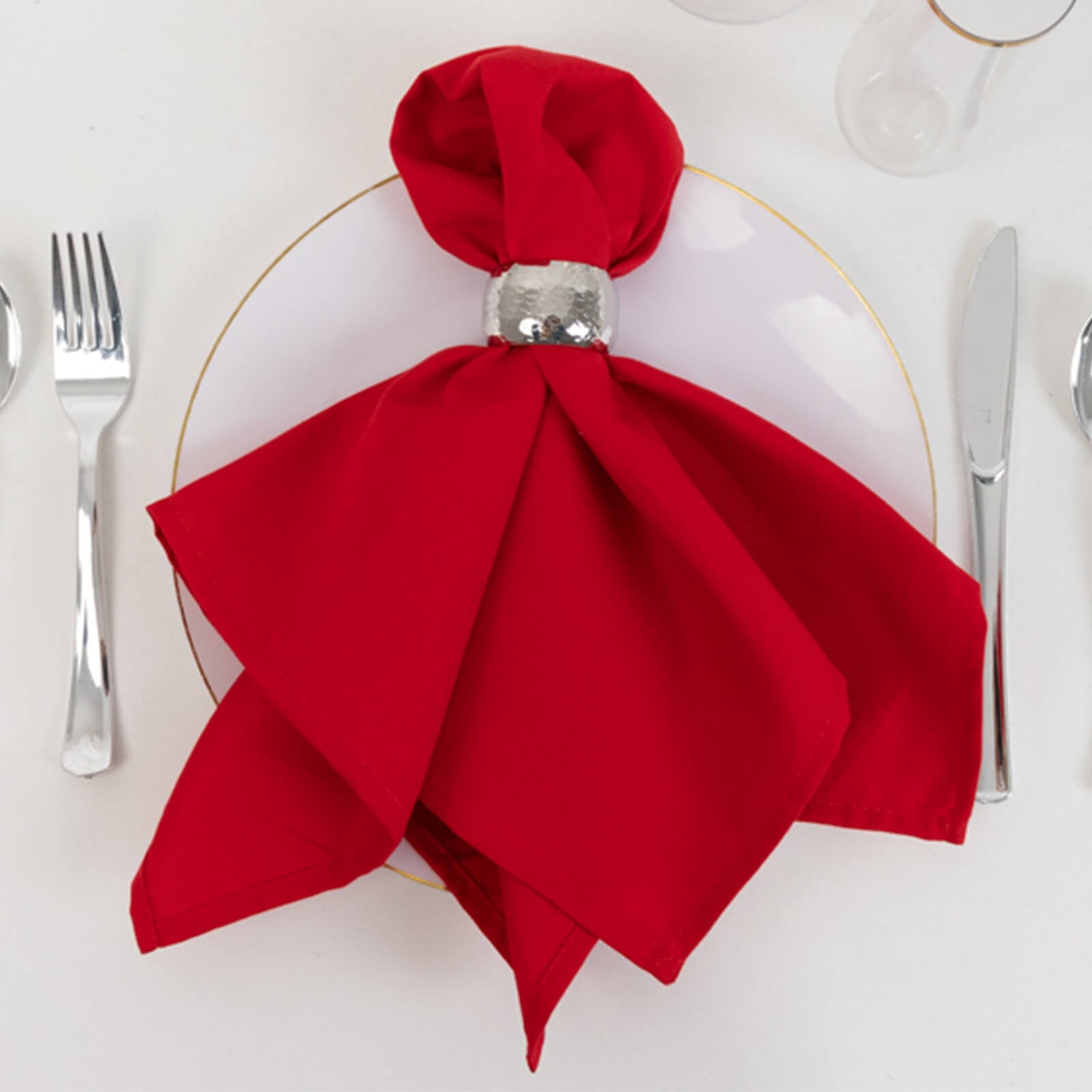 5 Pack Cotton Blend 20"x20" Napkins Red - Wrinkle-Resistant & Washable Dinner Napkins
