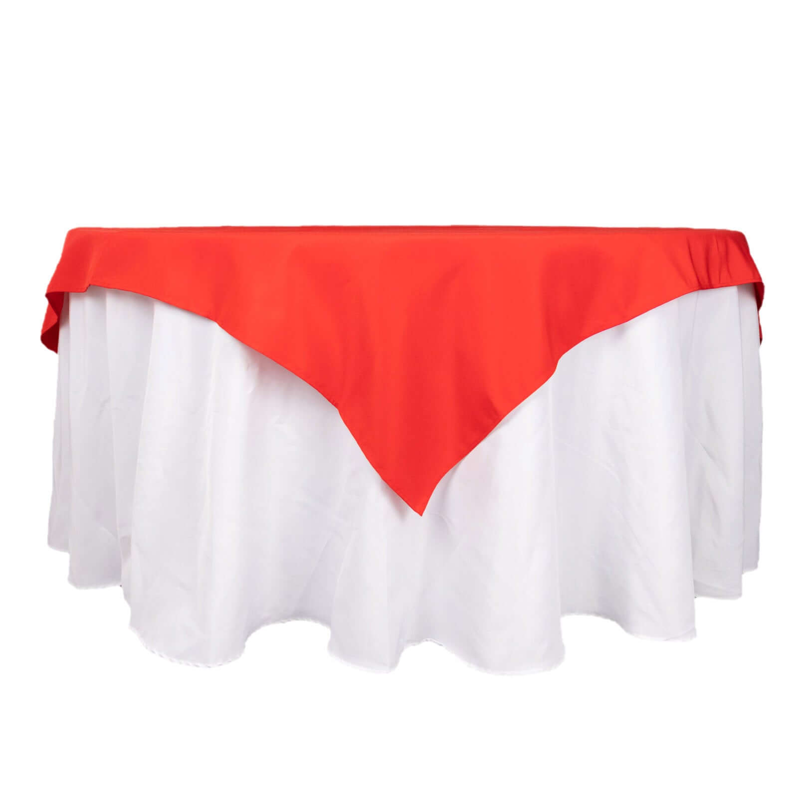 Premium Polyester 70"x70" Table Overlay Square Tablecloth Red 220GSM Wrinkle-Resistant Table Cover