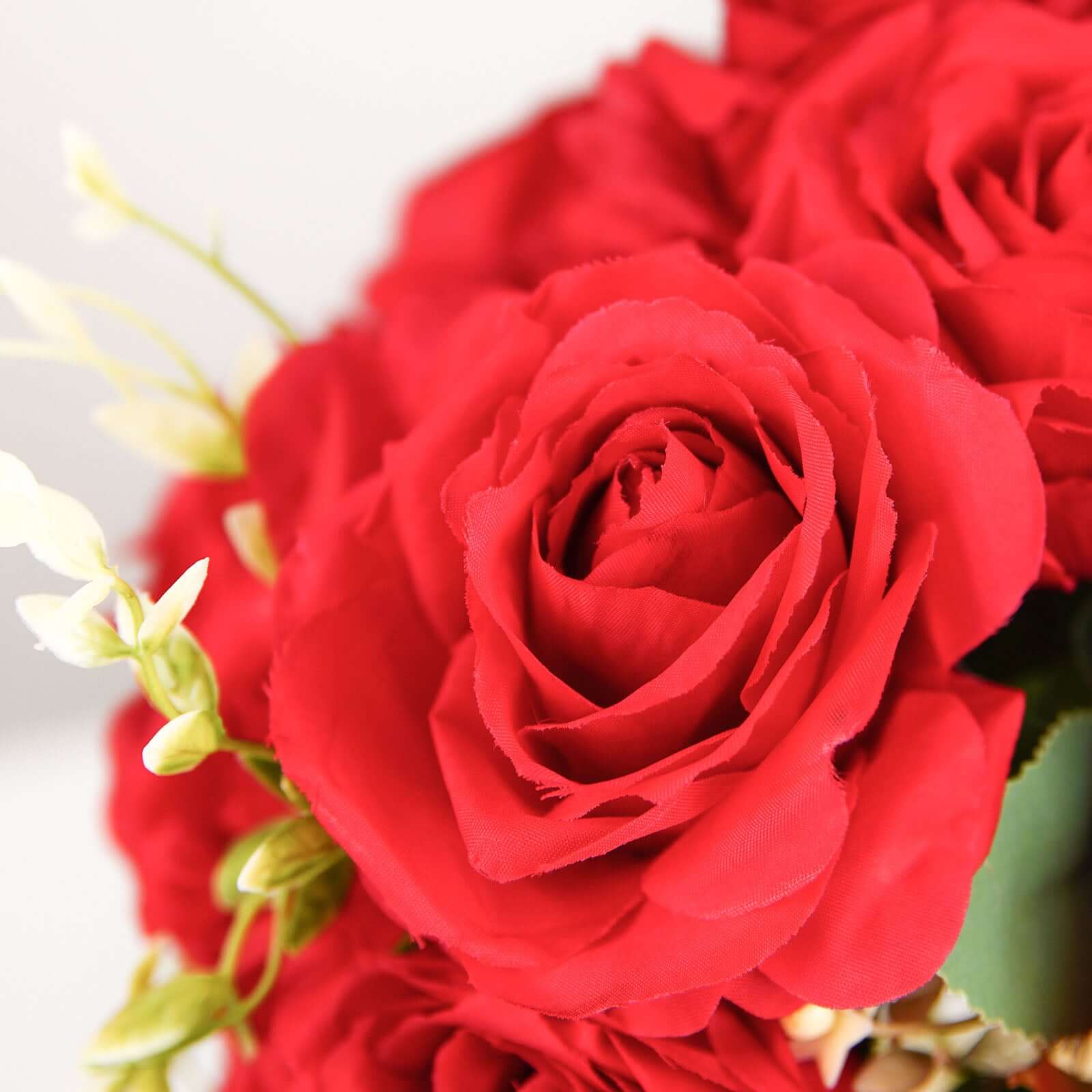 2 Bushes 18" Real Touch Red Artificial Rose Flower Bouquet, Silk Long Stem Flower Arrangements