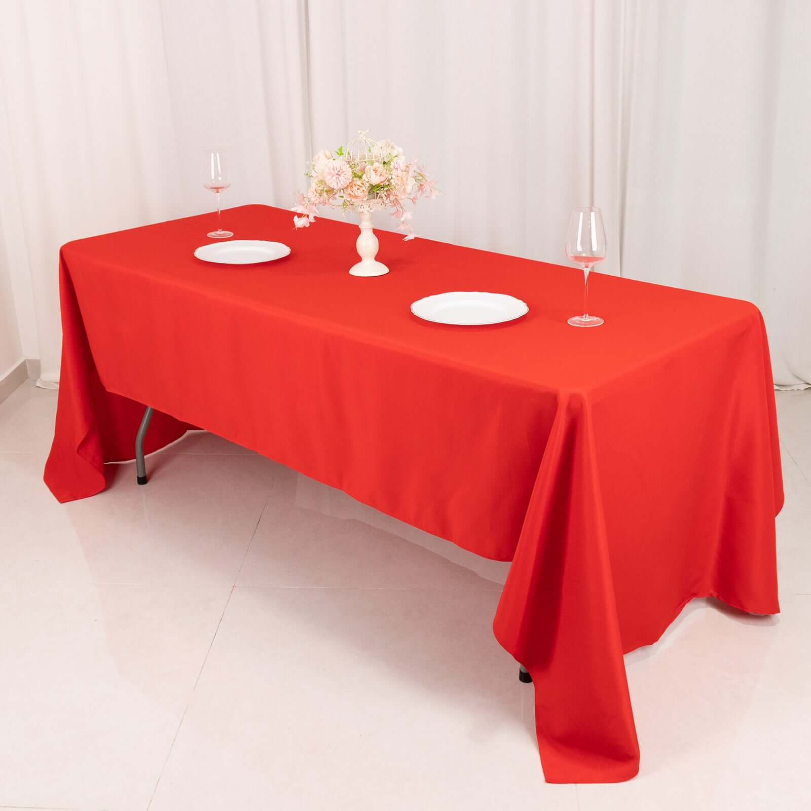 Premium Polyester 60"x126" Rectangle Tablecloth Red - Stain-Resistant 220GSM Finish Table Cover