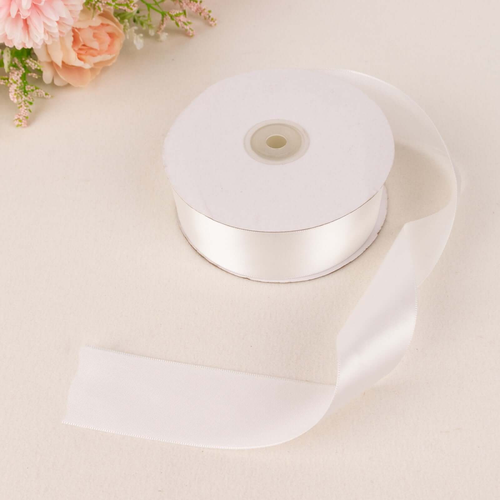 50 Yards 1.5" White Single Face Decorative Satin Ribbon