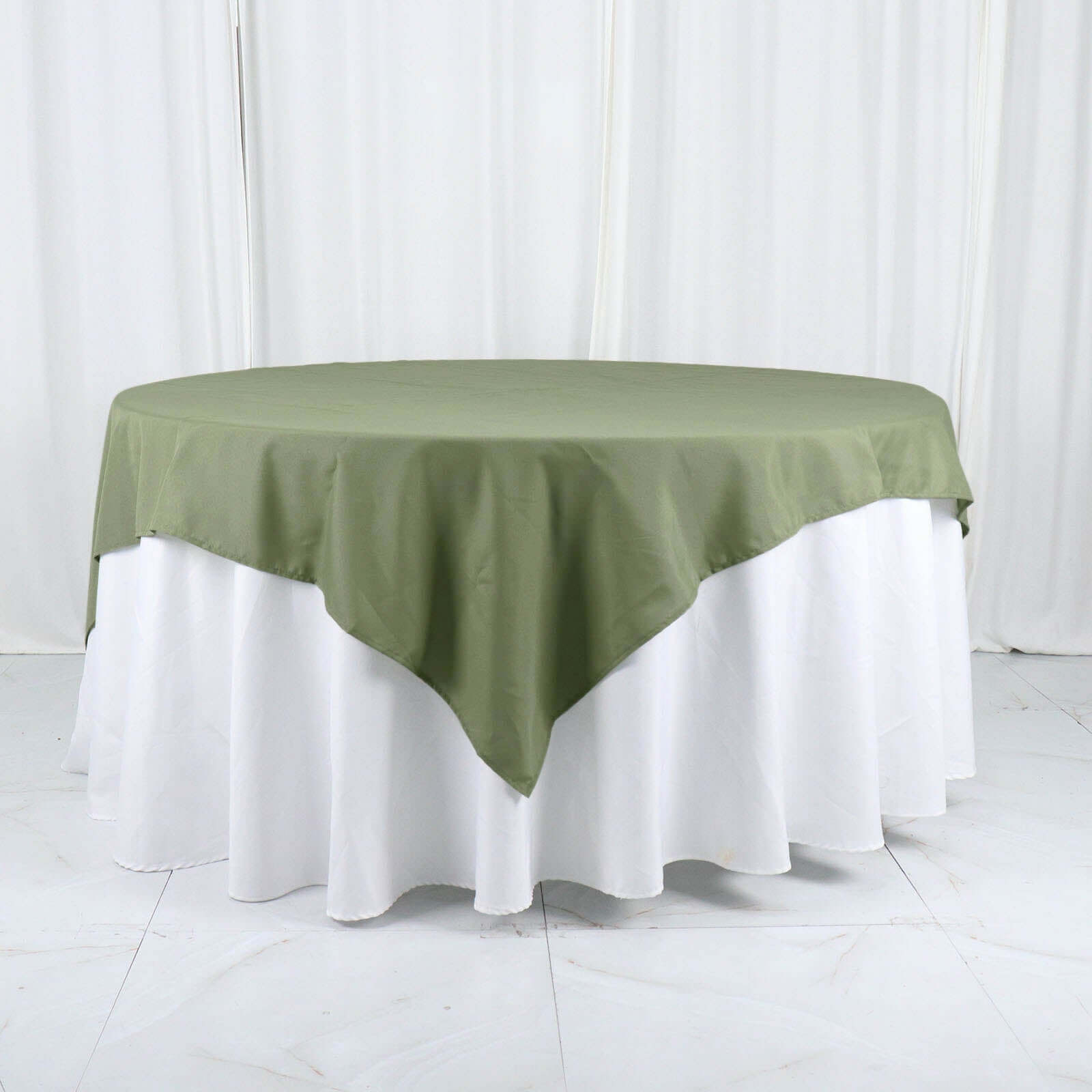 Polyester 70"x70" Table Overlay Square Tablecloth Dusty Sage Green - Wrinkle-Resistant & Durable Table Cover