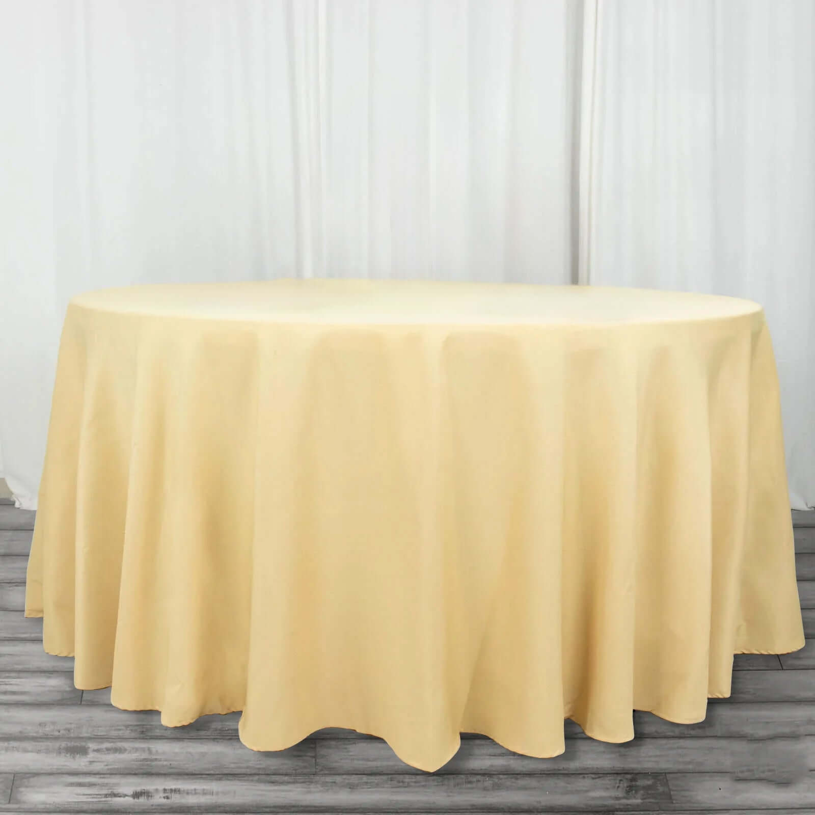 Premium Polyester 120" Round Tablecloth Champagne - Seamless 220GSM Wrinkle-Resistant Table Cover