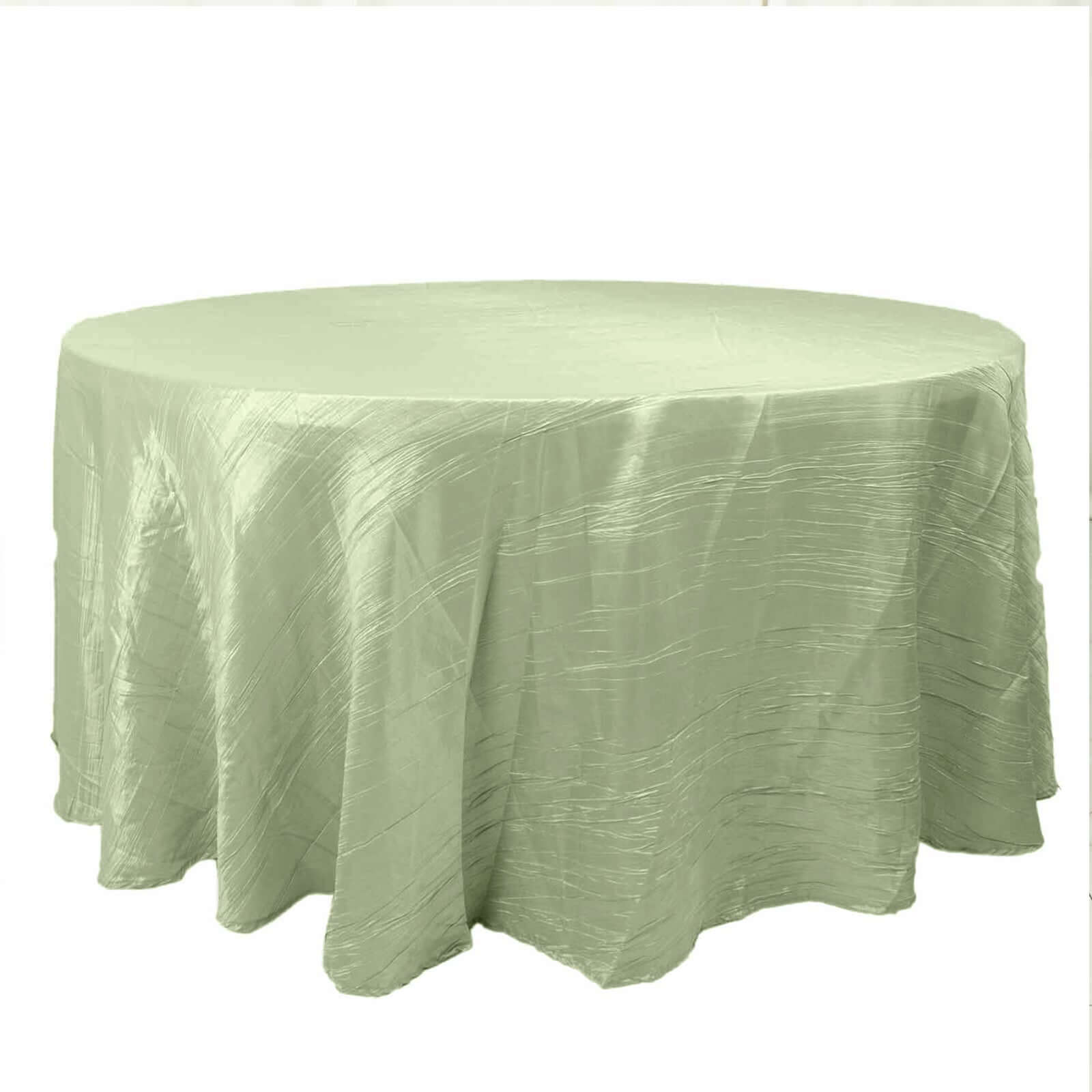Taffeta 120" Round Tablecloth Sage Green - Seamless Accordion Crinkle Table Cover