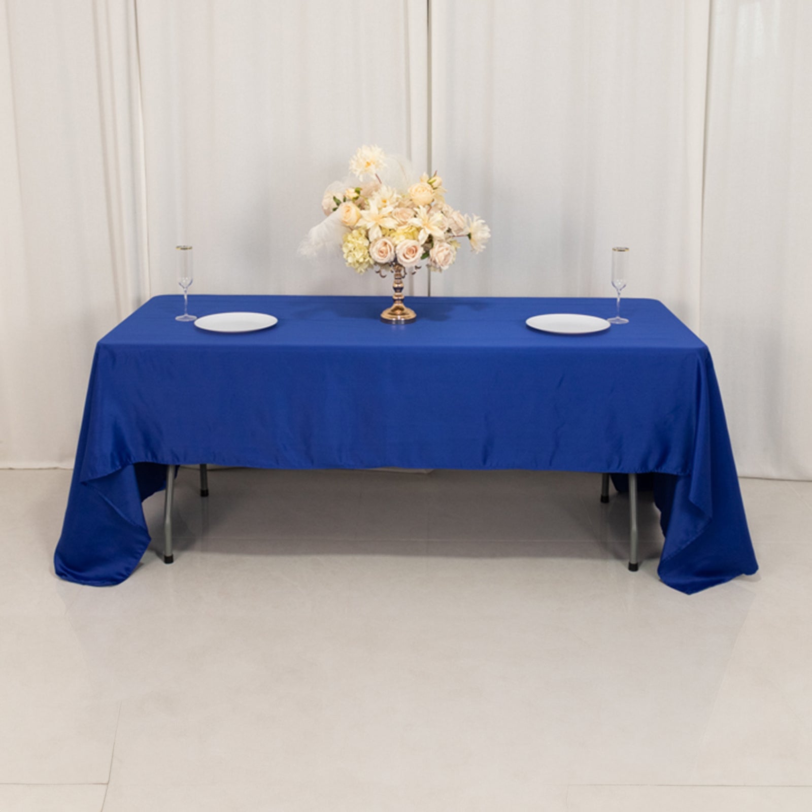 Lamour Satin 60"x126" Rectangle Tablecloth Royal Blue - Soft & Silk-Like Table Cover