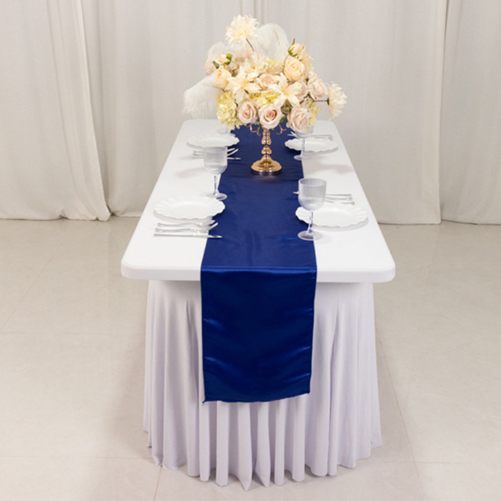 Lamour Satin 12"x108" Table Runner Royal Blue - Smooth & Lustrous Finish