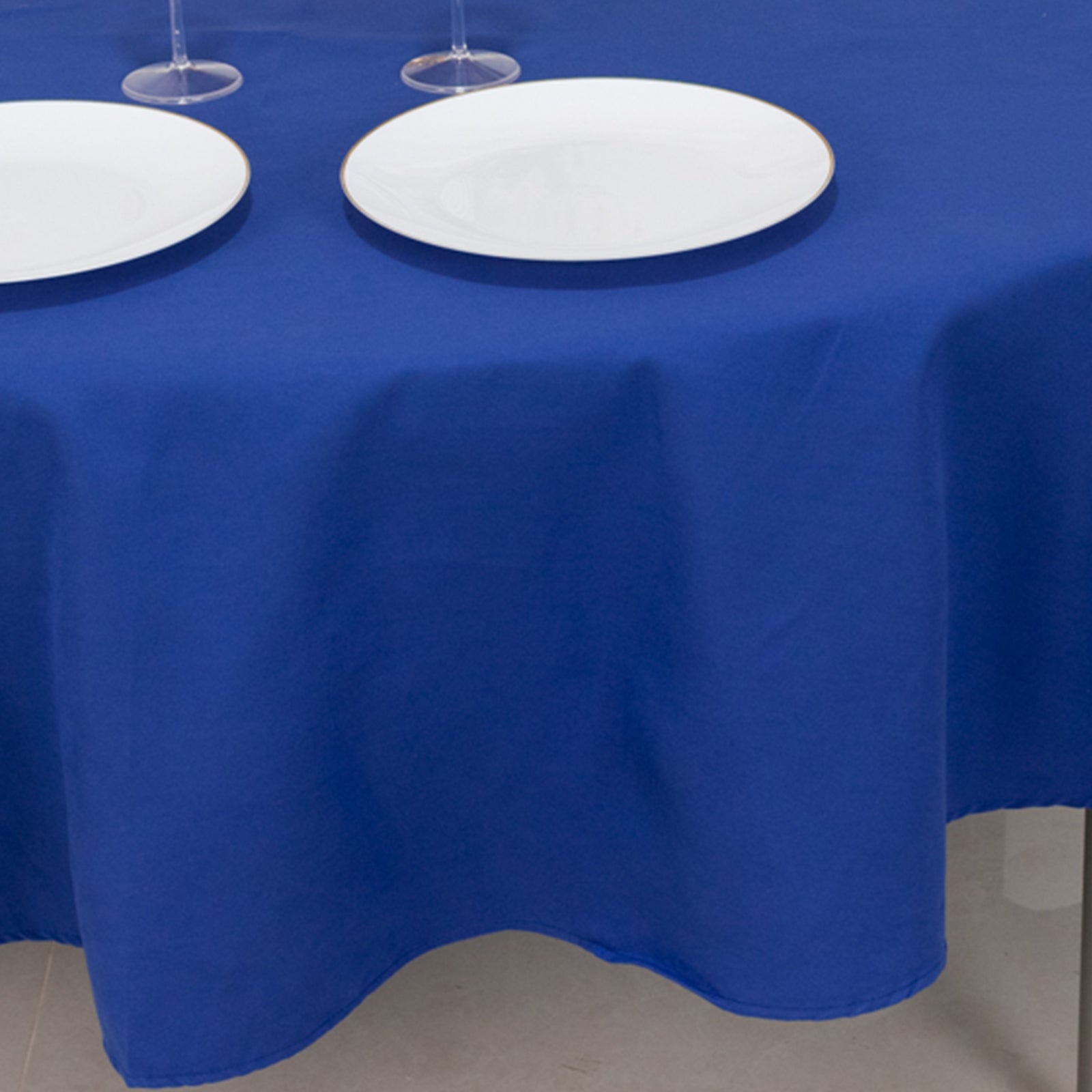 Cotton Blend 90" Round Tablecloth Royal Blue - Wrinkle-Resistant Table Cover