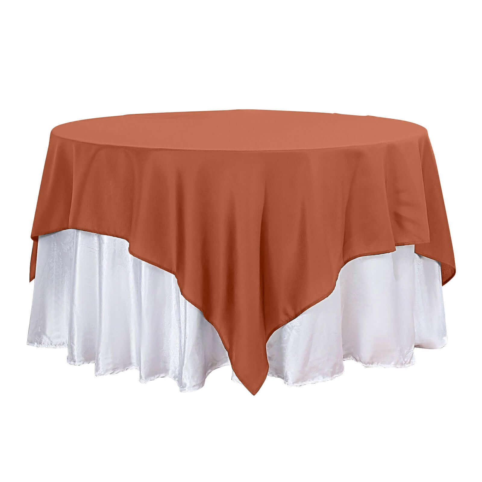 Polyester Square 90"x90" Tablecloth Terracotta (Rust) - Wrinkle-Resistant & Durable Table Cover