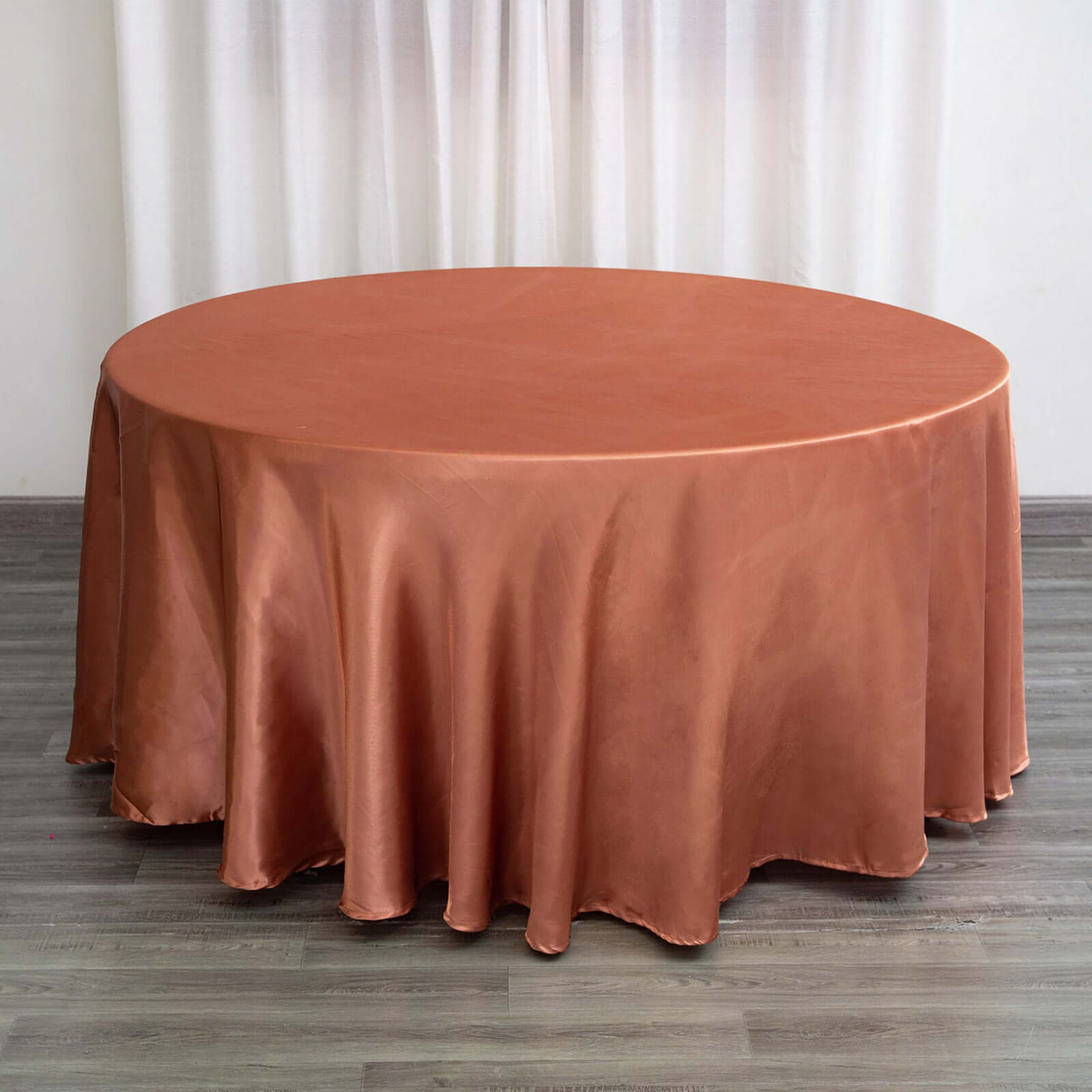 Satin 120" Round Tablecloth Terracotta (Rust) - Stylish Seamless Table Cover