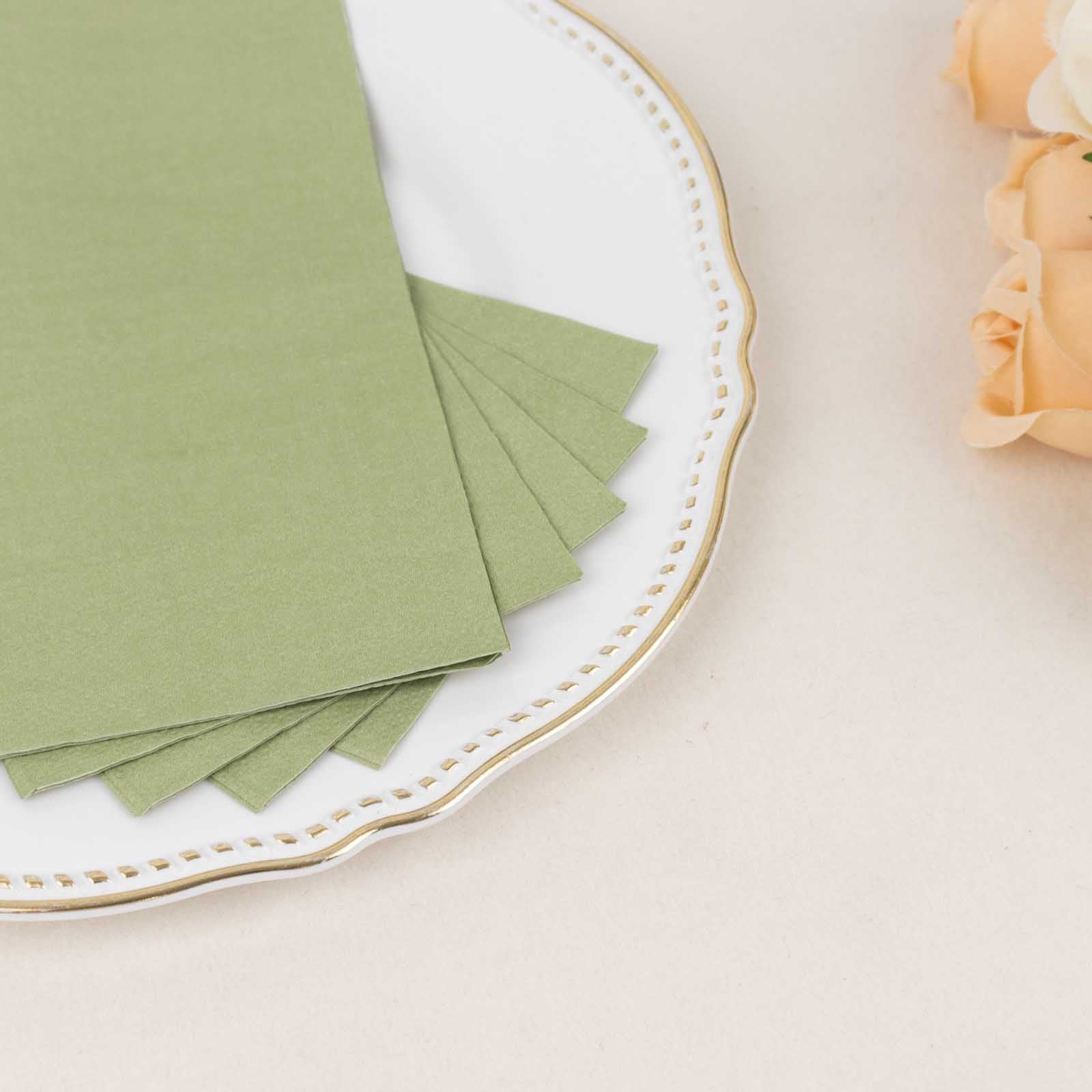 50-Pack Paper Napkins Sage Green - Soft Disposable 2-Ply Dinner Napkins for Weddings