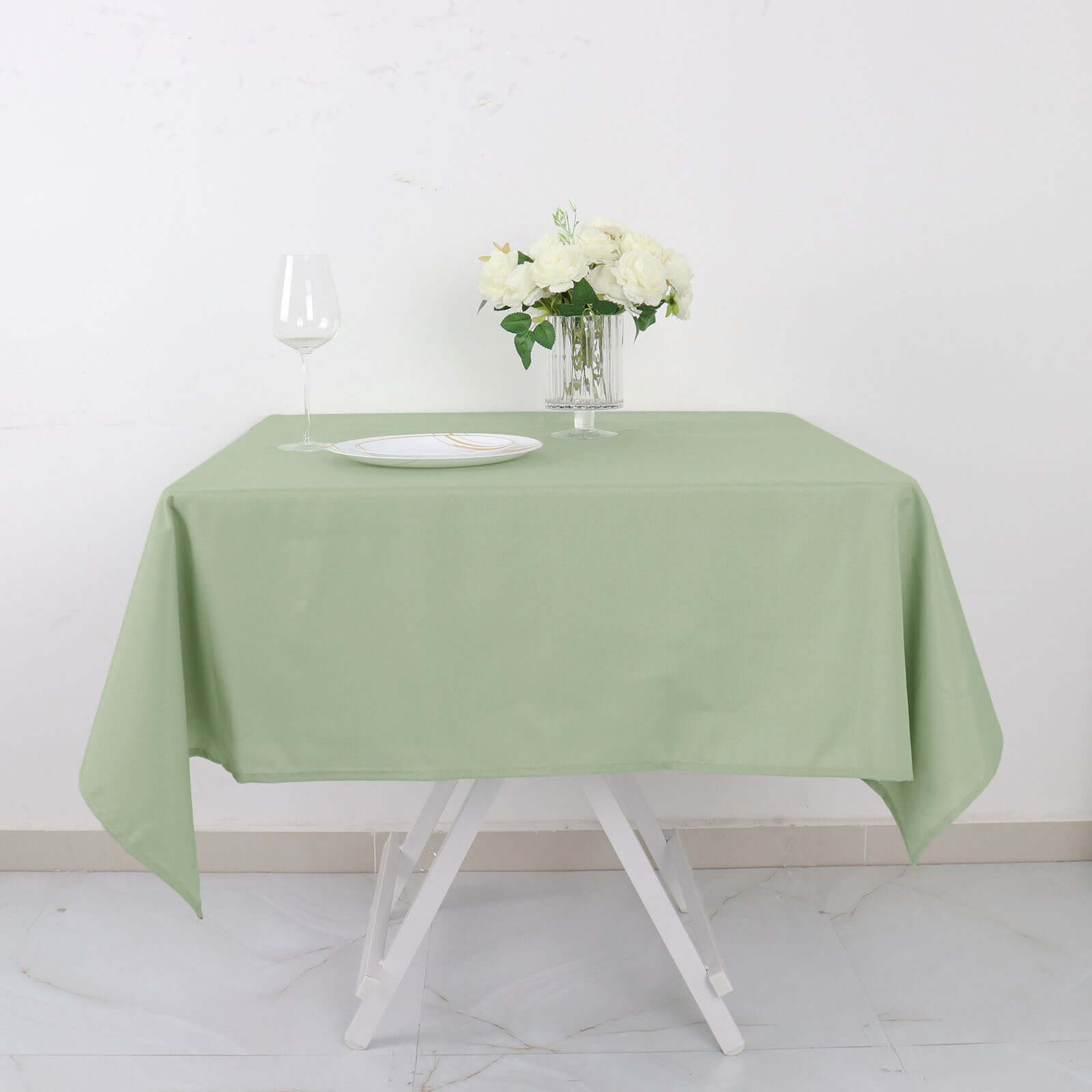 Polyester Square 54"x54" Tablecloth Sage Green - Wrinkle-Resistant & Durable Table Cover