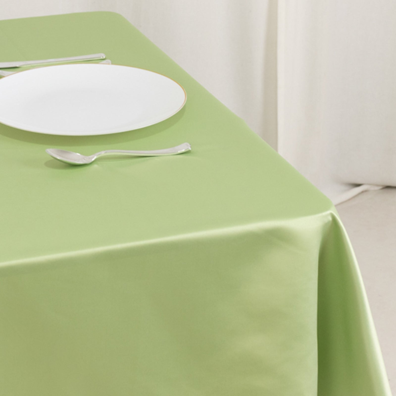 Lamour Satin 54"x54" Table Overlay Square Tablecloth Sage Green - Durable & Silk-Like Table Cover