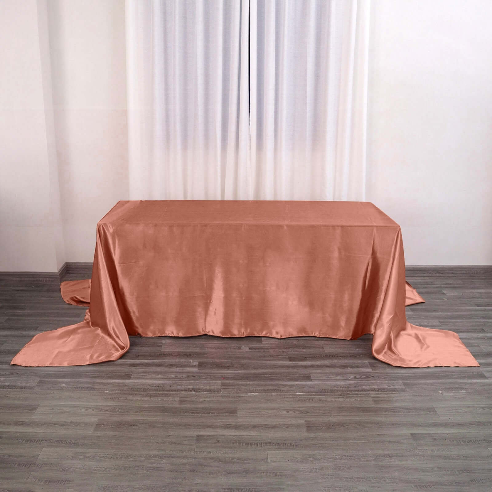 Satin Rectangular 90"x156" Tablecloth Terracotta (Rust) - Seamless Table Cover