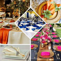 5 Pack Satin 20"x20" Napkins Terracotta (Rust) - Luxurious Shine & Smooth Dinner Napkins