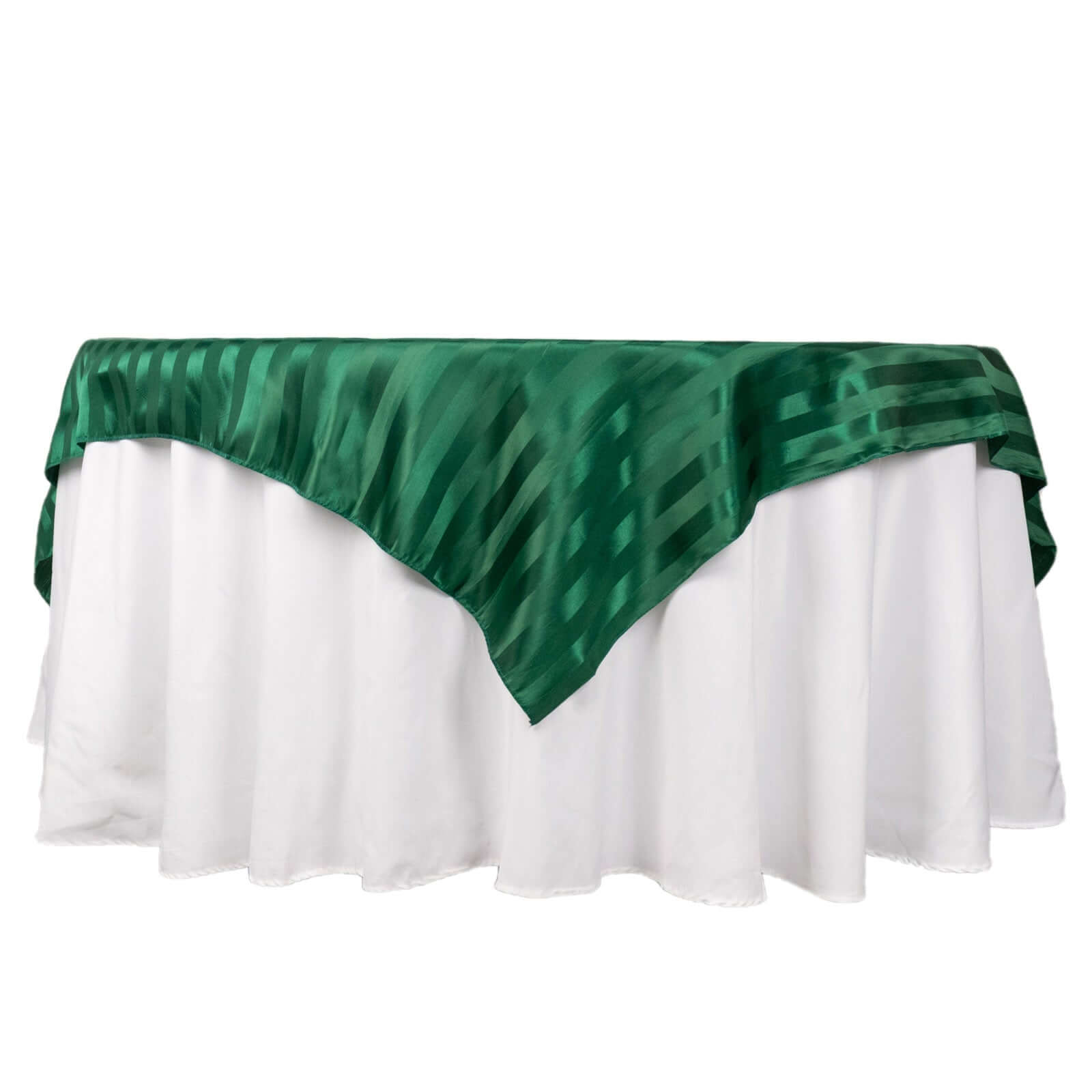 Satin 72"x72" Table Overlay Square Tablecloth Hunter Emerald Green - Stripe Table Topper