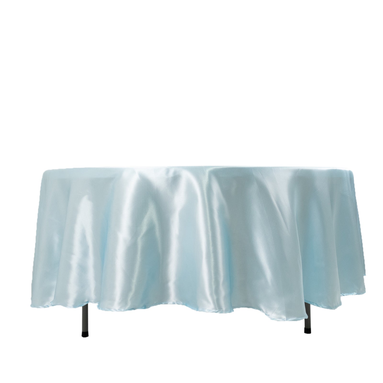 Satin 108" Round Tablecloth Light Blue - Smooth and Lustrous Table Cover