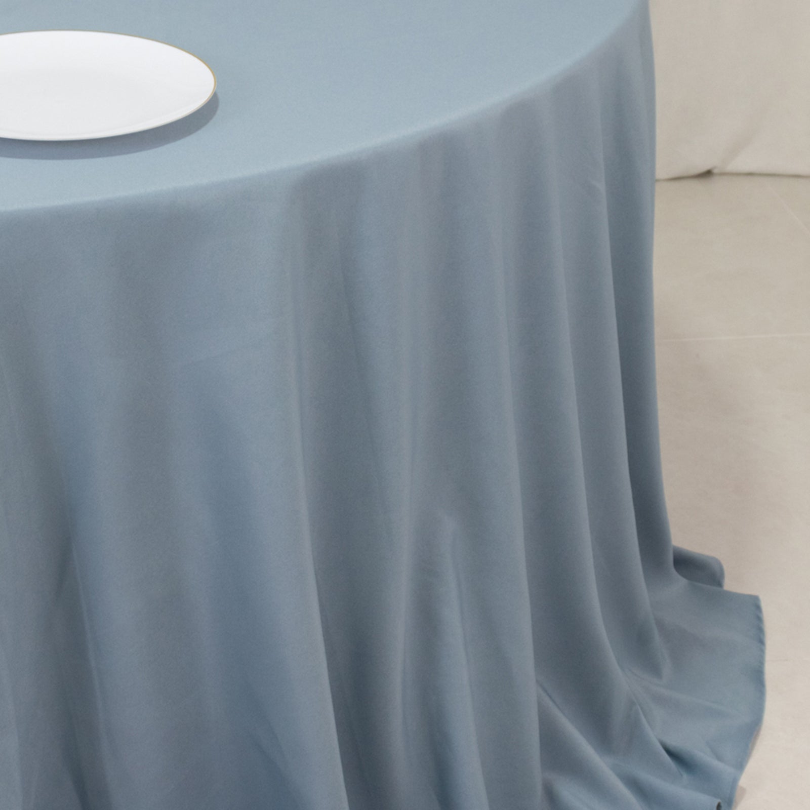 Premium Polyester 132" Round Tablecloth Dusty Blue - Seamless 220GSM Wrinkle-Resistant Table Cover
