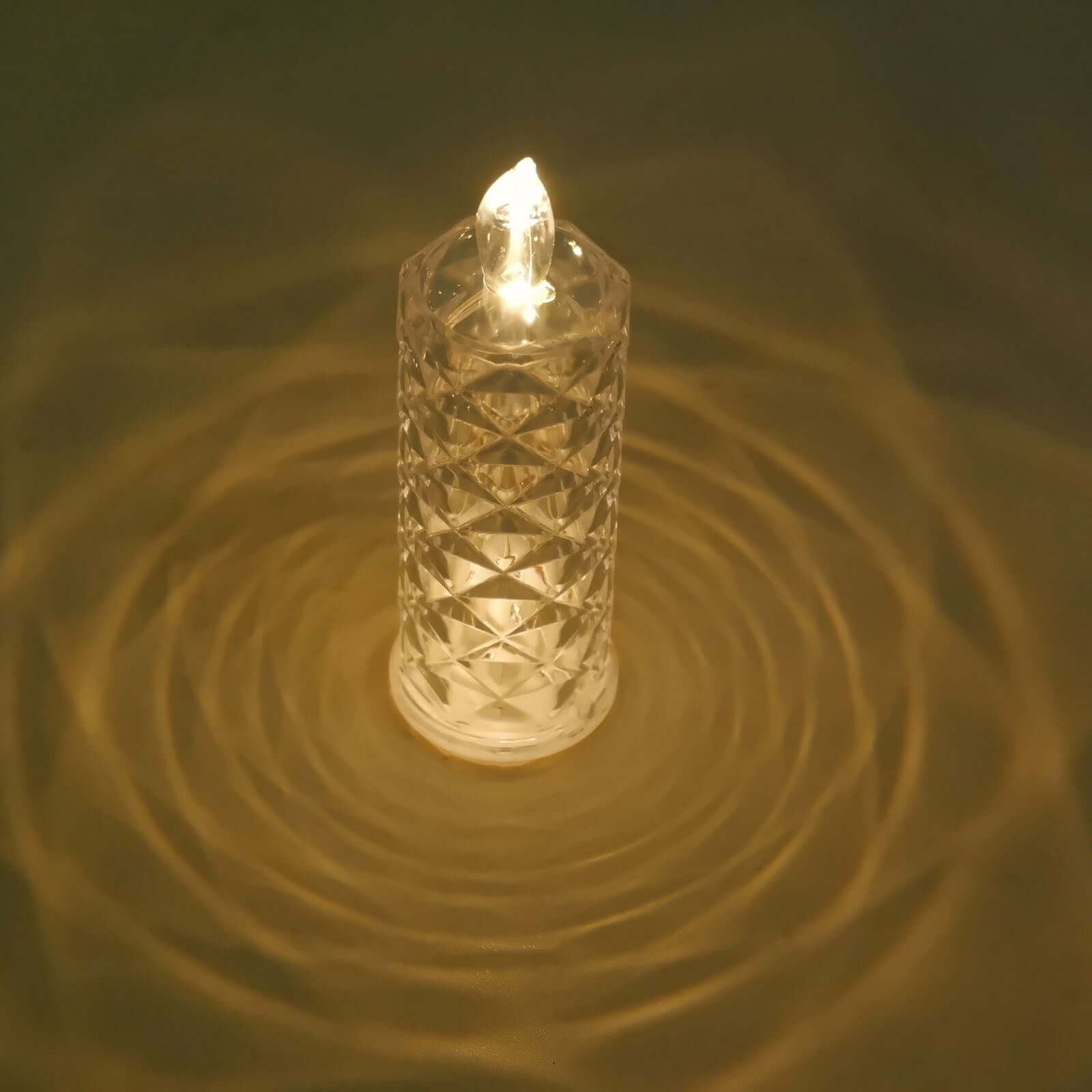 3-Pack LED Flameless Candle Lights Rose Halo Acrylic Diamond Pattern Warm White - Pillar Lamps 6"